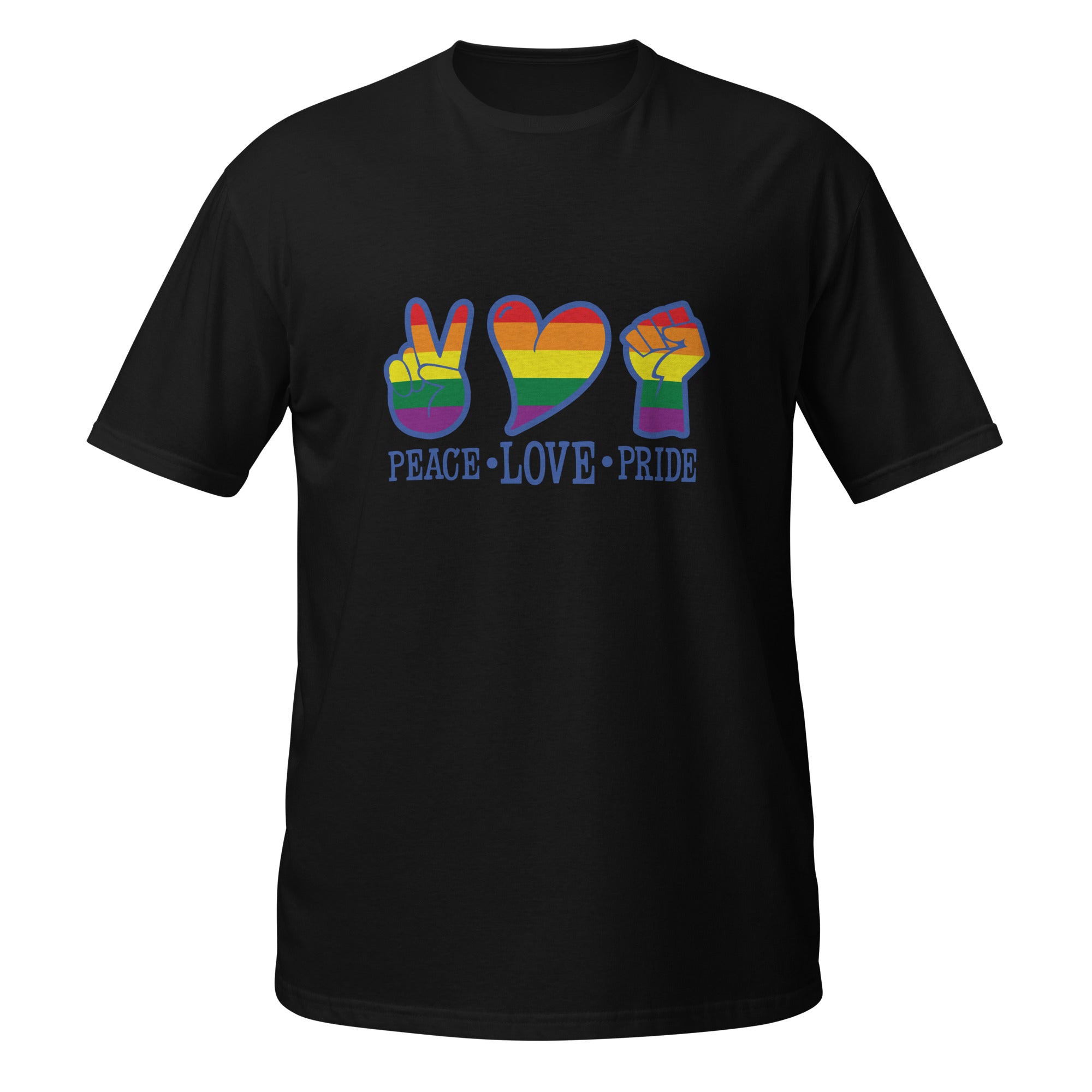 Short Sleeve Unisex T Shirt Peace Love Pride