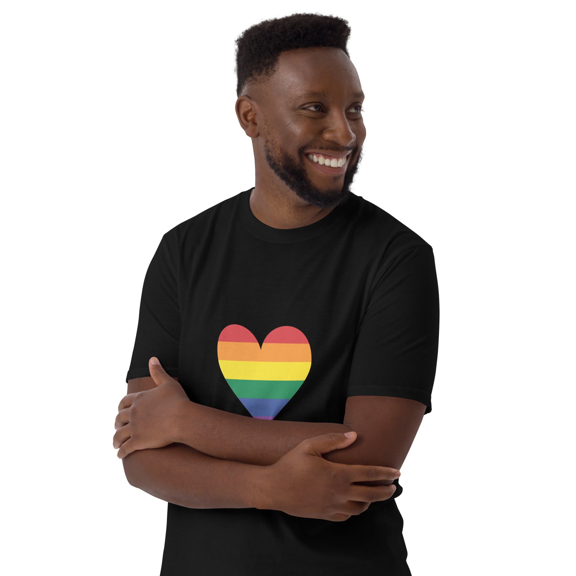 Short Sleeve Unisex T Shirt Pride Rainbow Heart