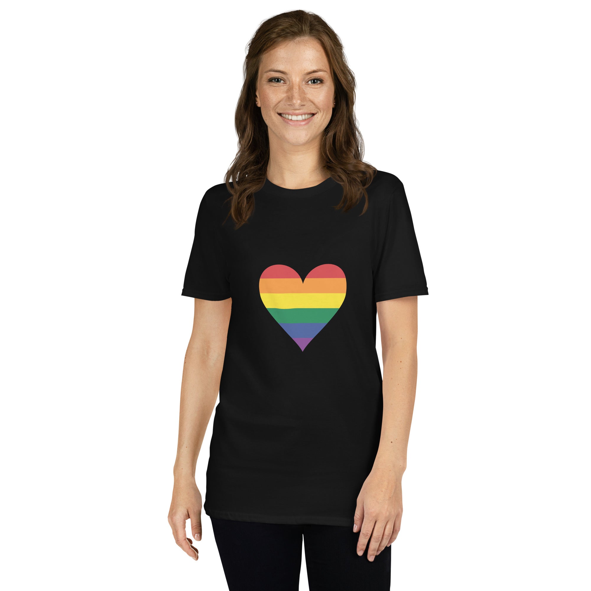 Short Sleeve Unisex T Shirt Pride Rainbow Heart