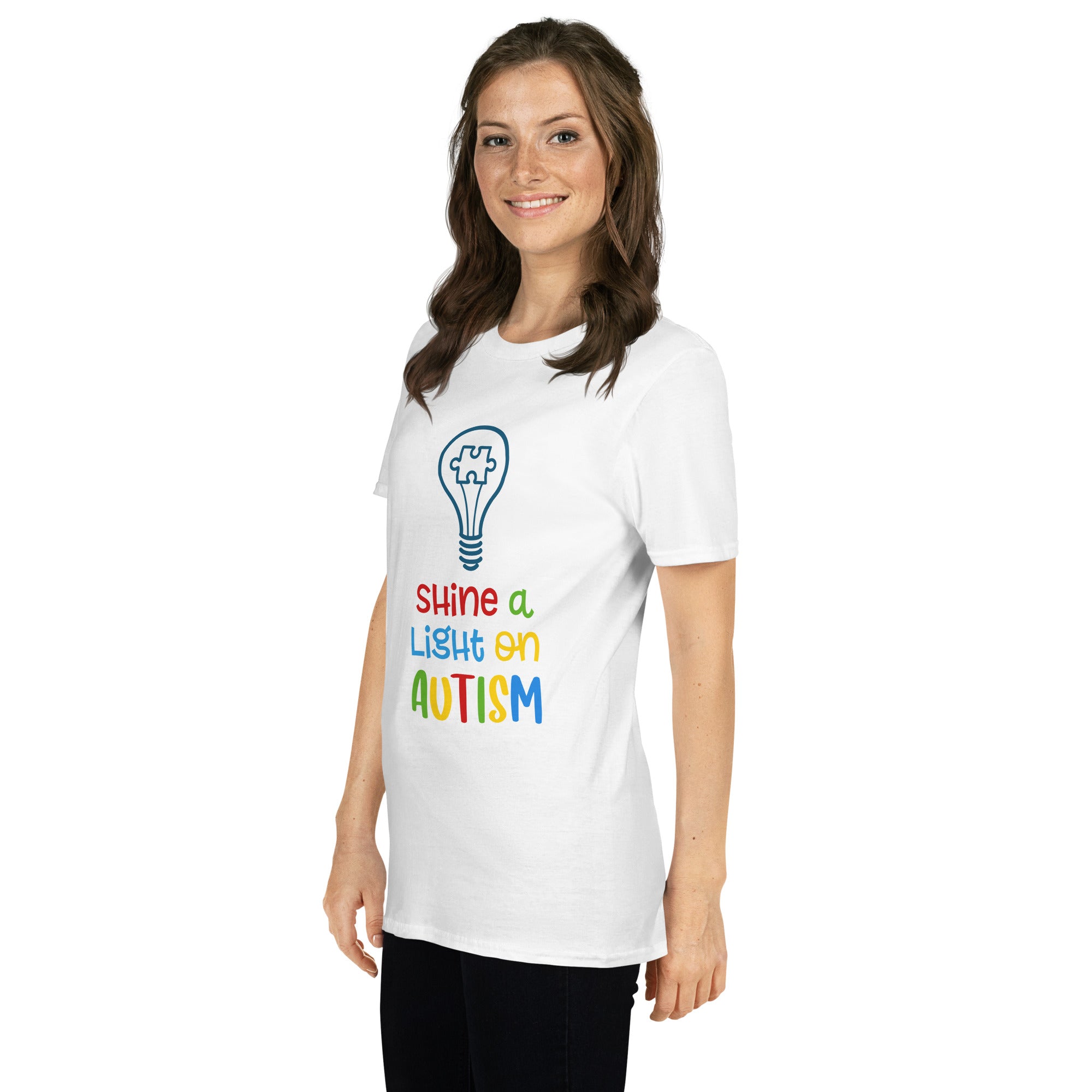 Short Sleeve Unisex T Shirt Shine a light on autism