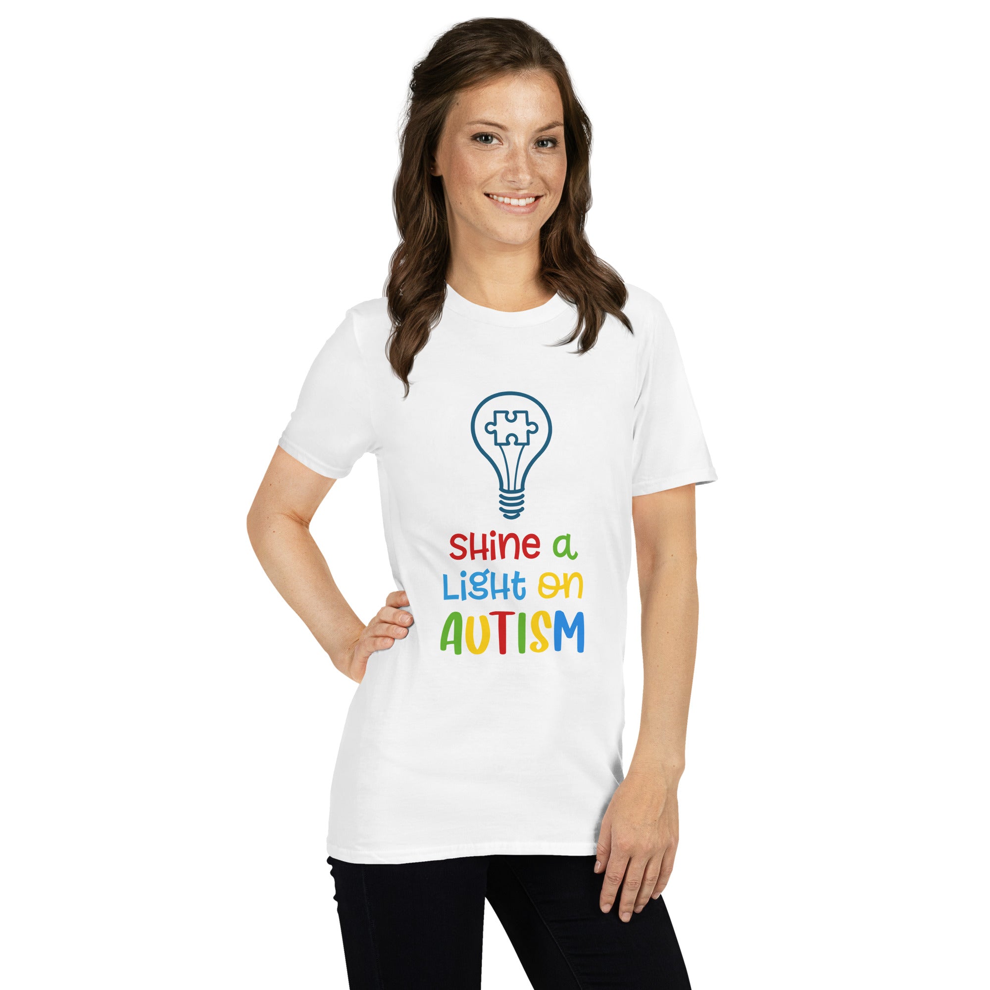 Short Sleeve Unisex T Shirt Shine a light on autism