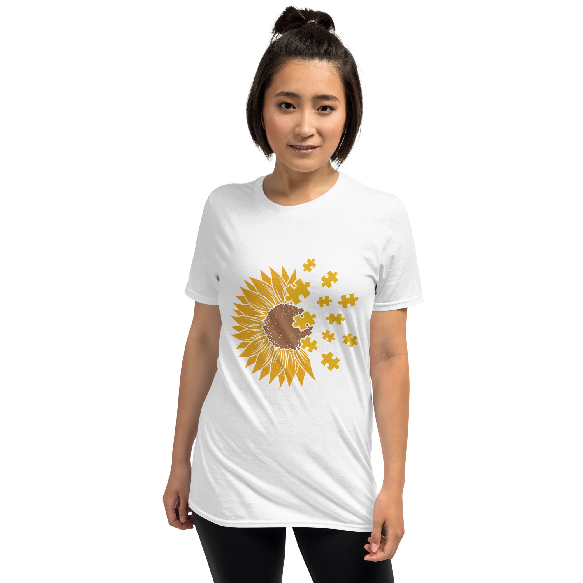Short Sleeve Unisex T Shirt Sunflower Autism