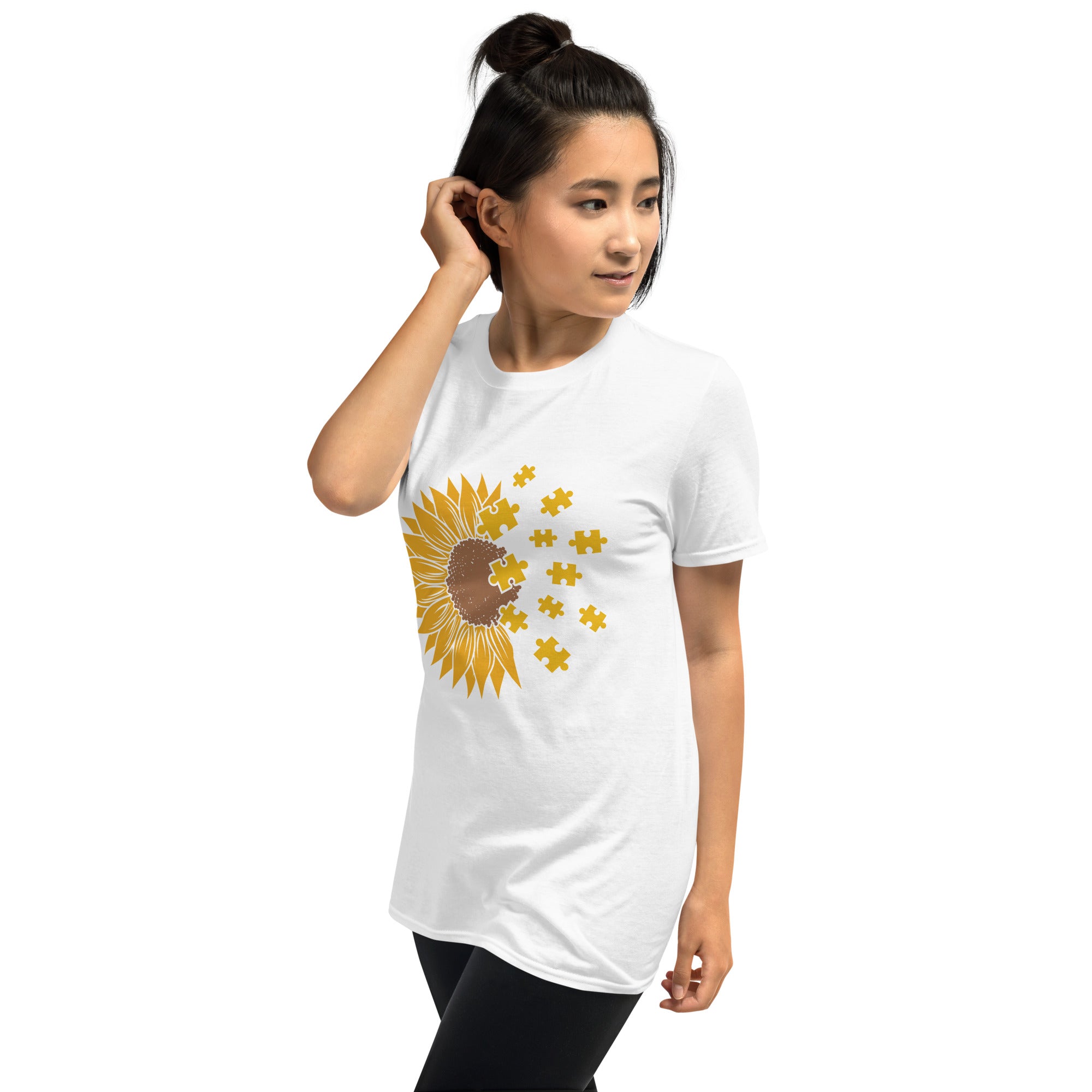 Short Sleeve Unisex T Shirt Sunflower Autism