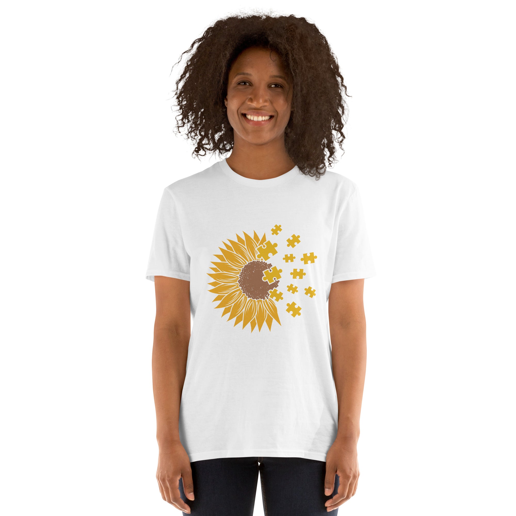 Short Sleeve Unisex T Shirt Sunflower Autism
