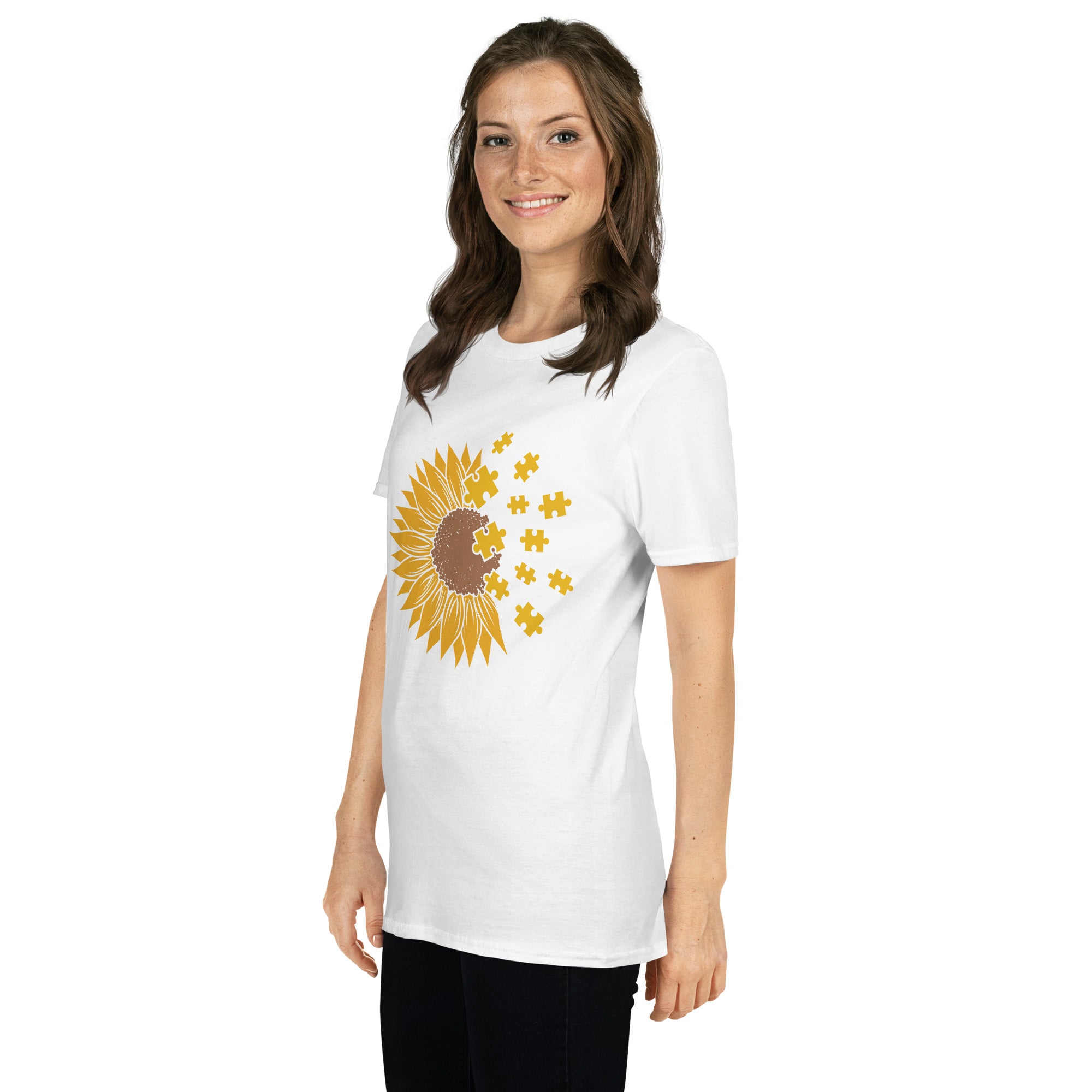 Short Sleeve Unisex T Shirt Sunflower Autism