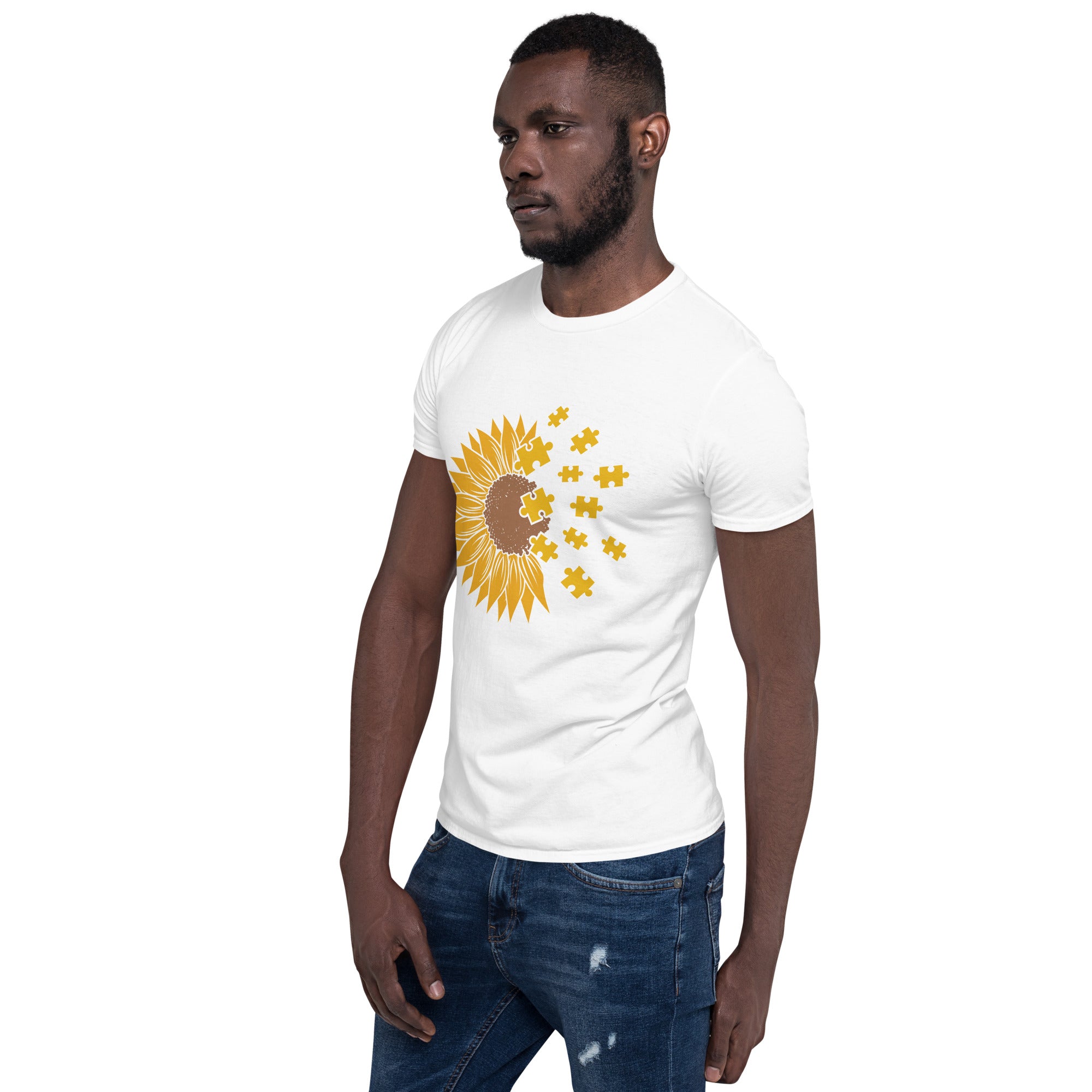 Short Sleeve Unisex T Shirt Sunflower Autism