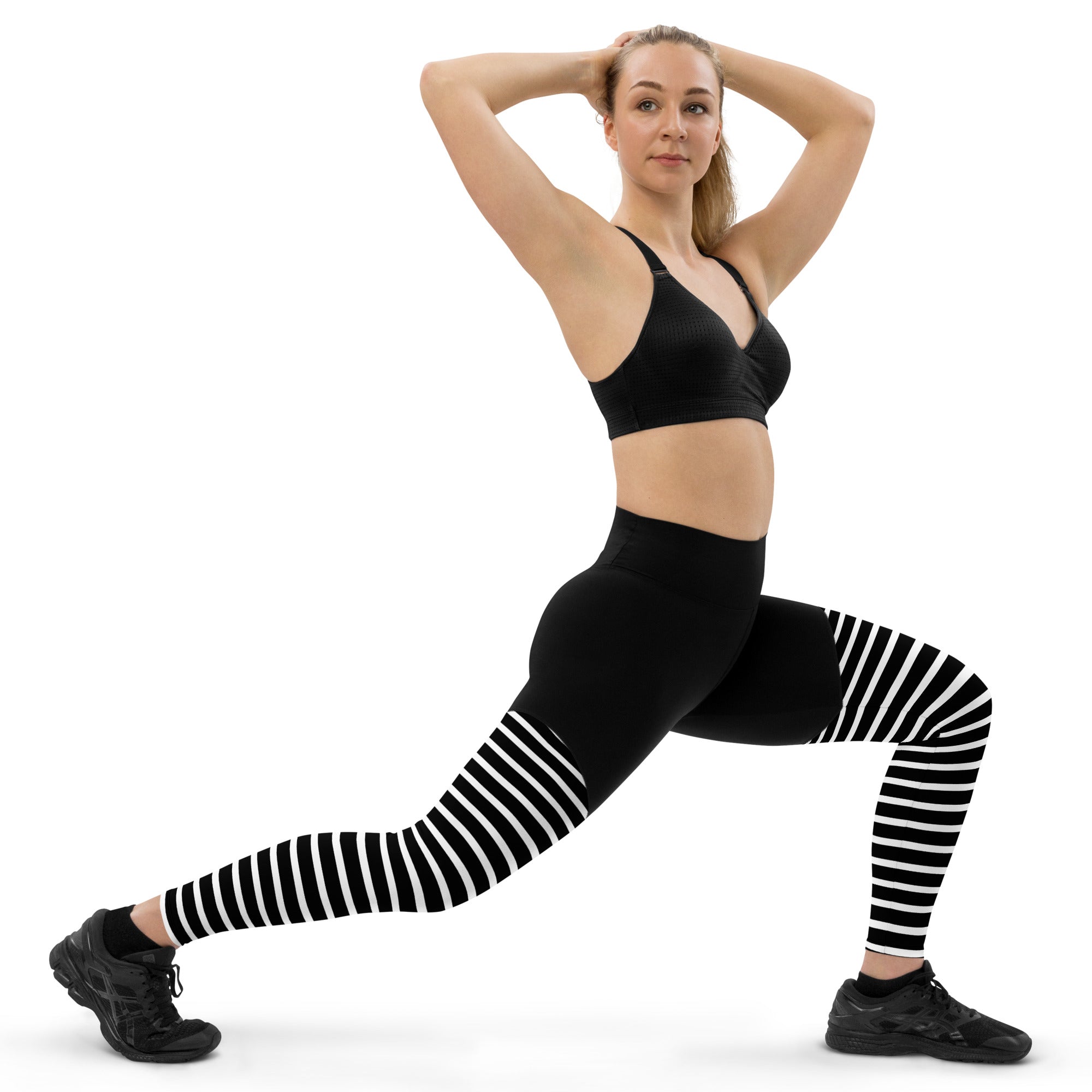 Sports Leggings Black Stripes