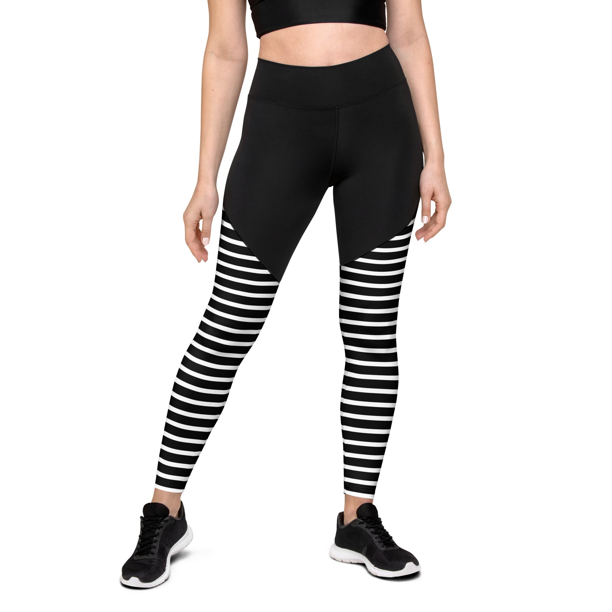 Sports Leggings Black Stripes