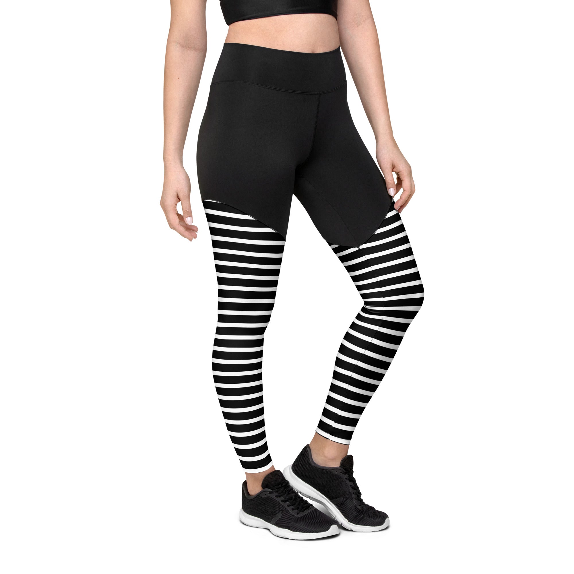 Sports Leggings Black Stripes