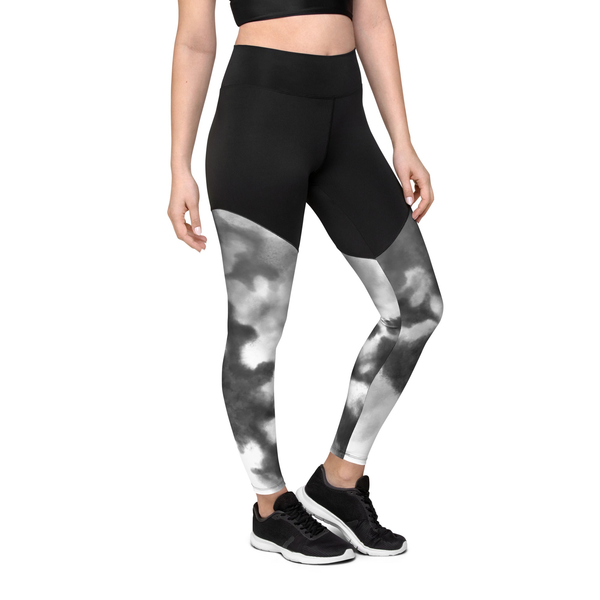 Sports Leggings Black Watercolor
