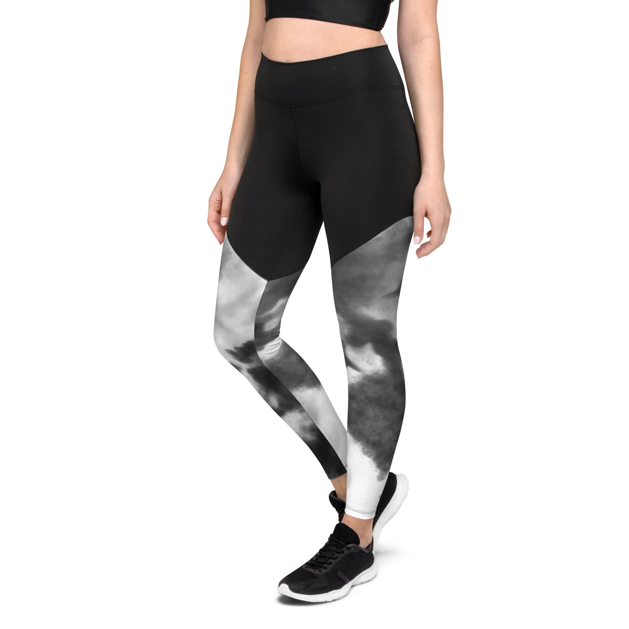 Sports Leggings Black Watercolor