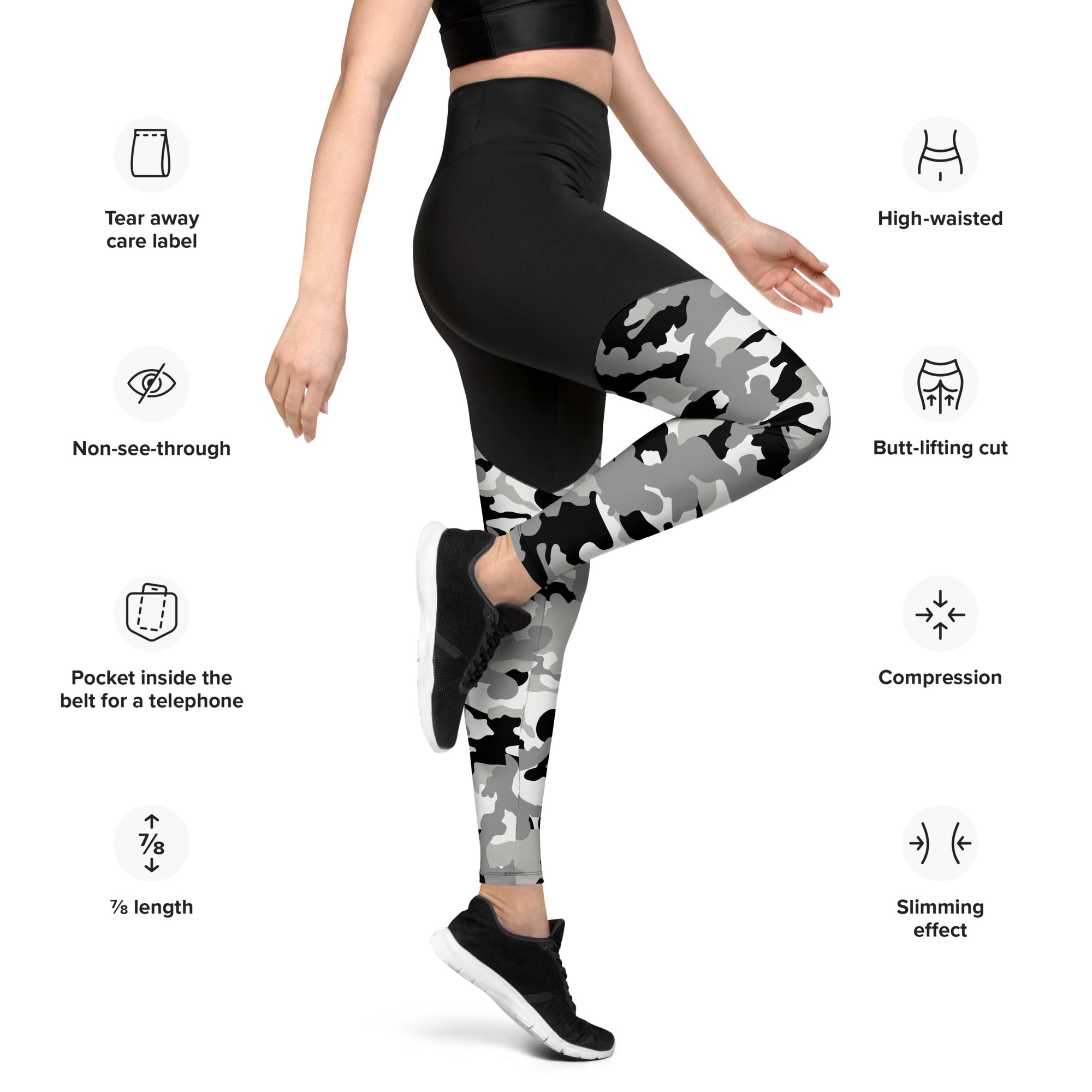 Sports Leggings Camo Black