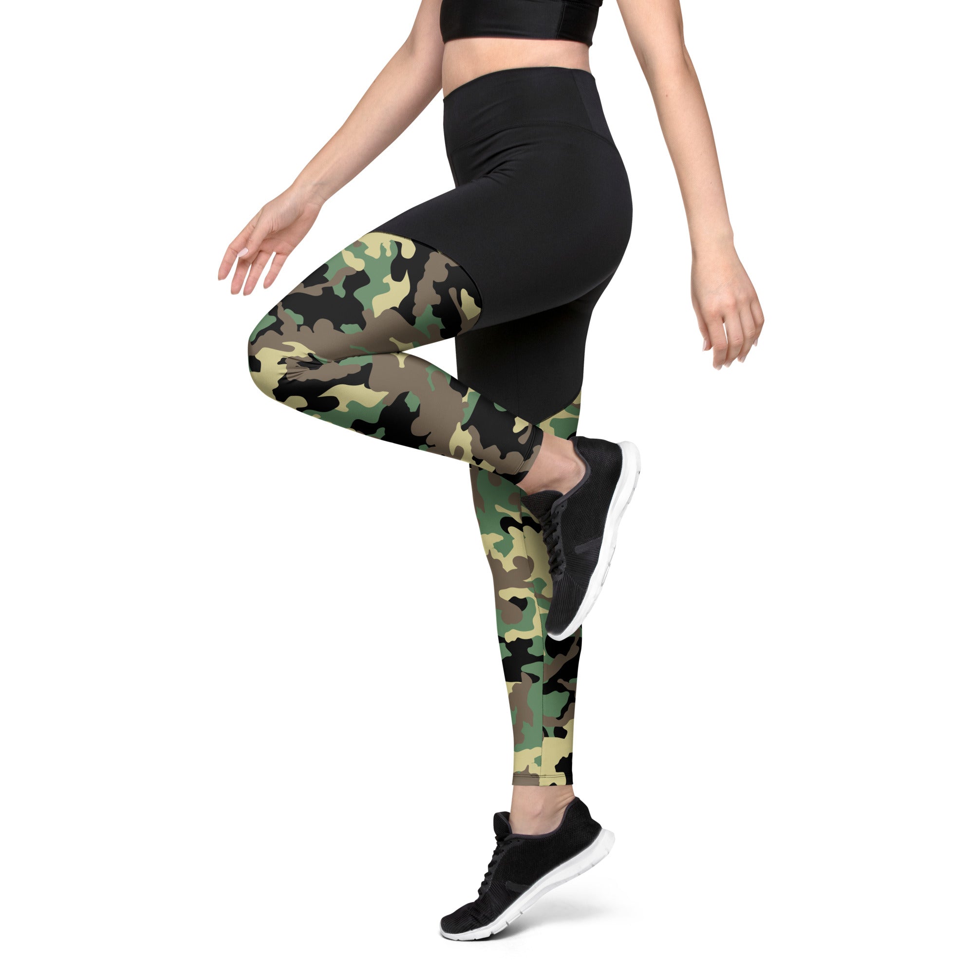 Sports Leggings Green Camo