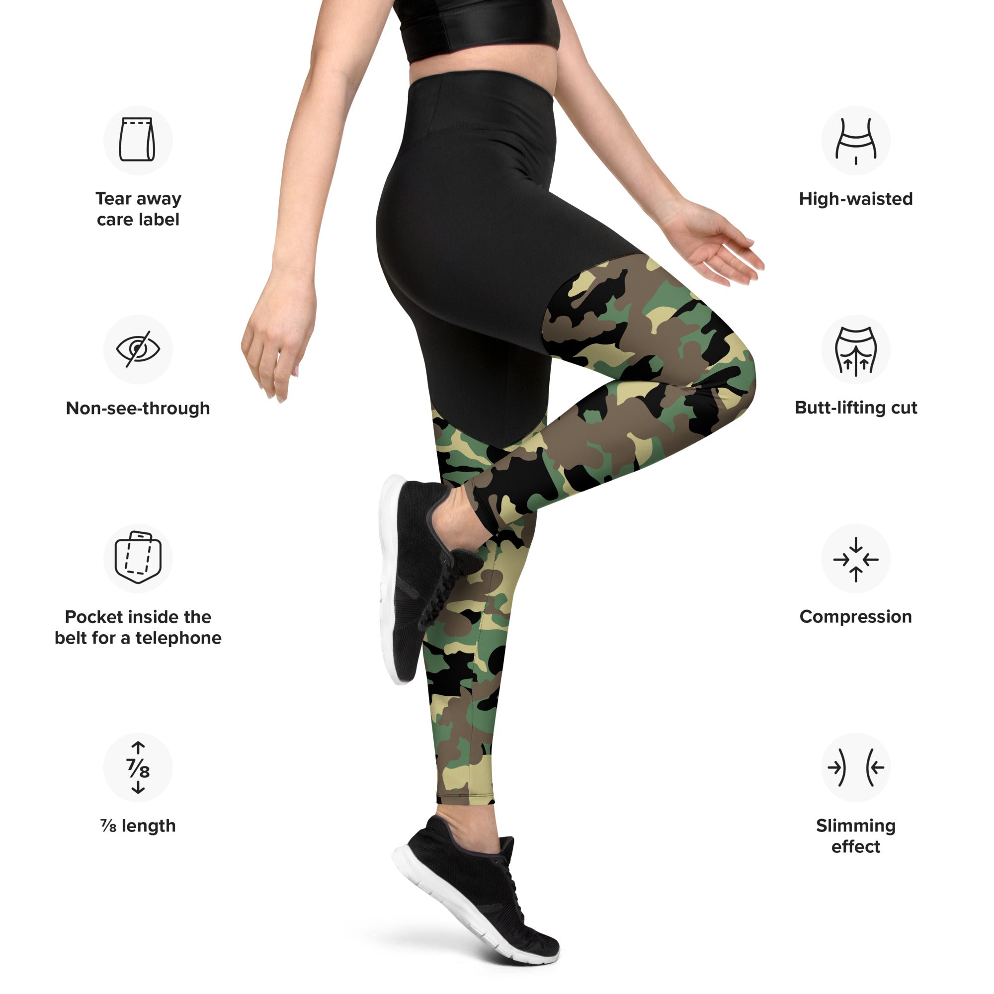 Sports Leggings Green Camo