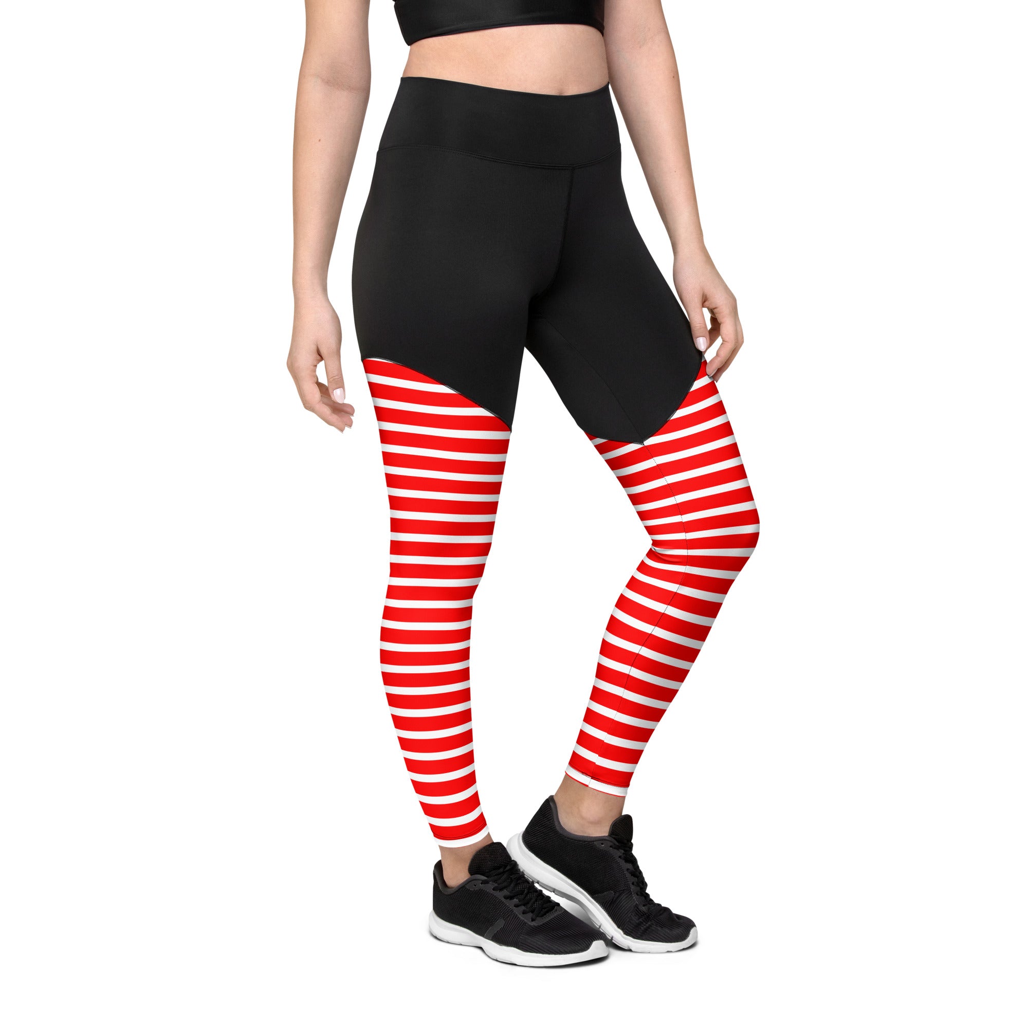 Sports Leggings Red Stripes