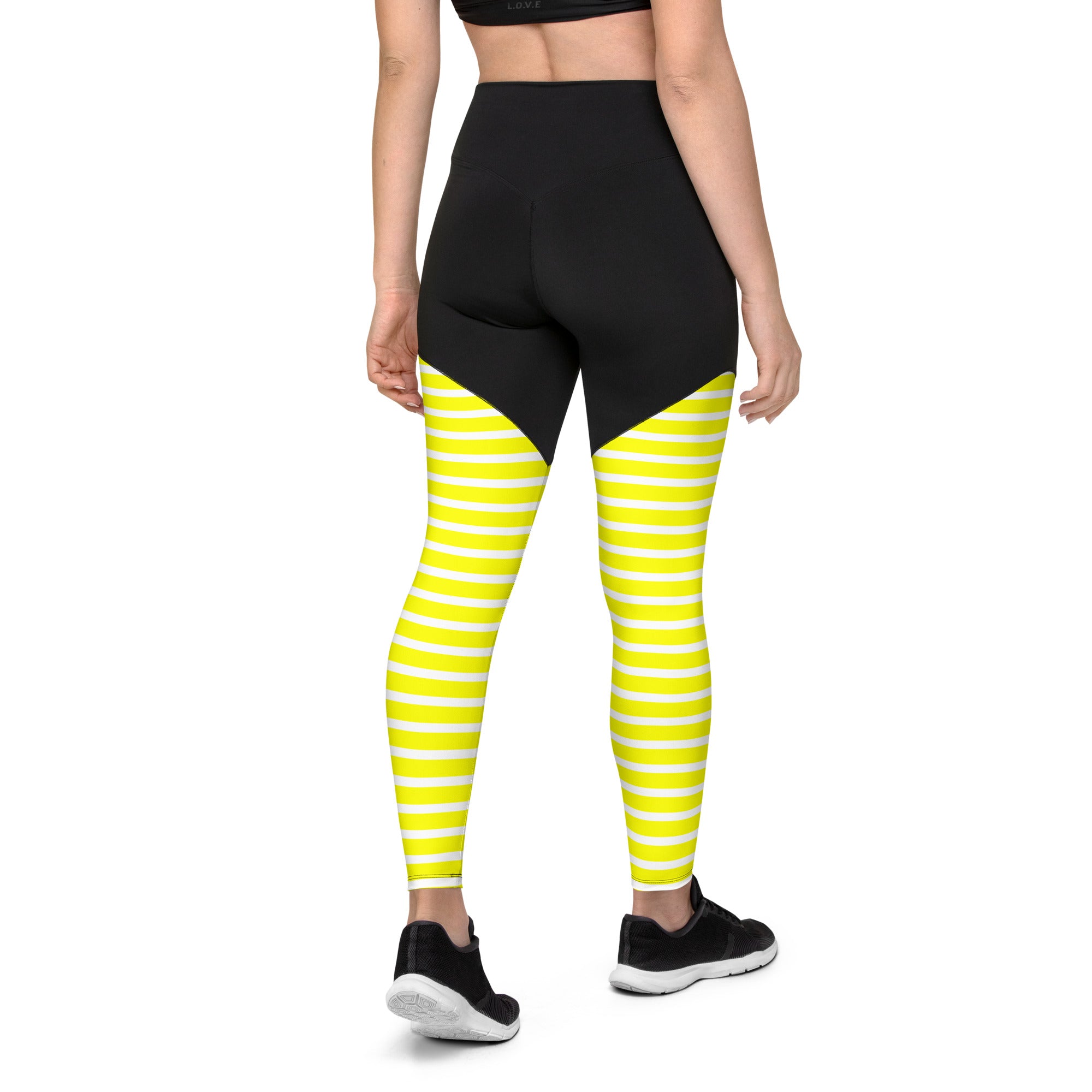 Sports Leggings Yellow Stripes