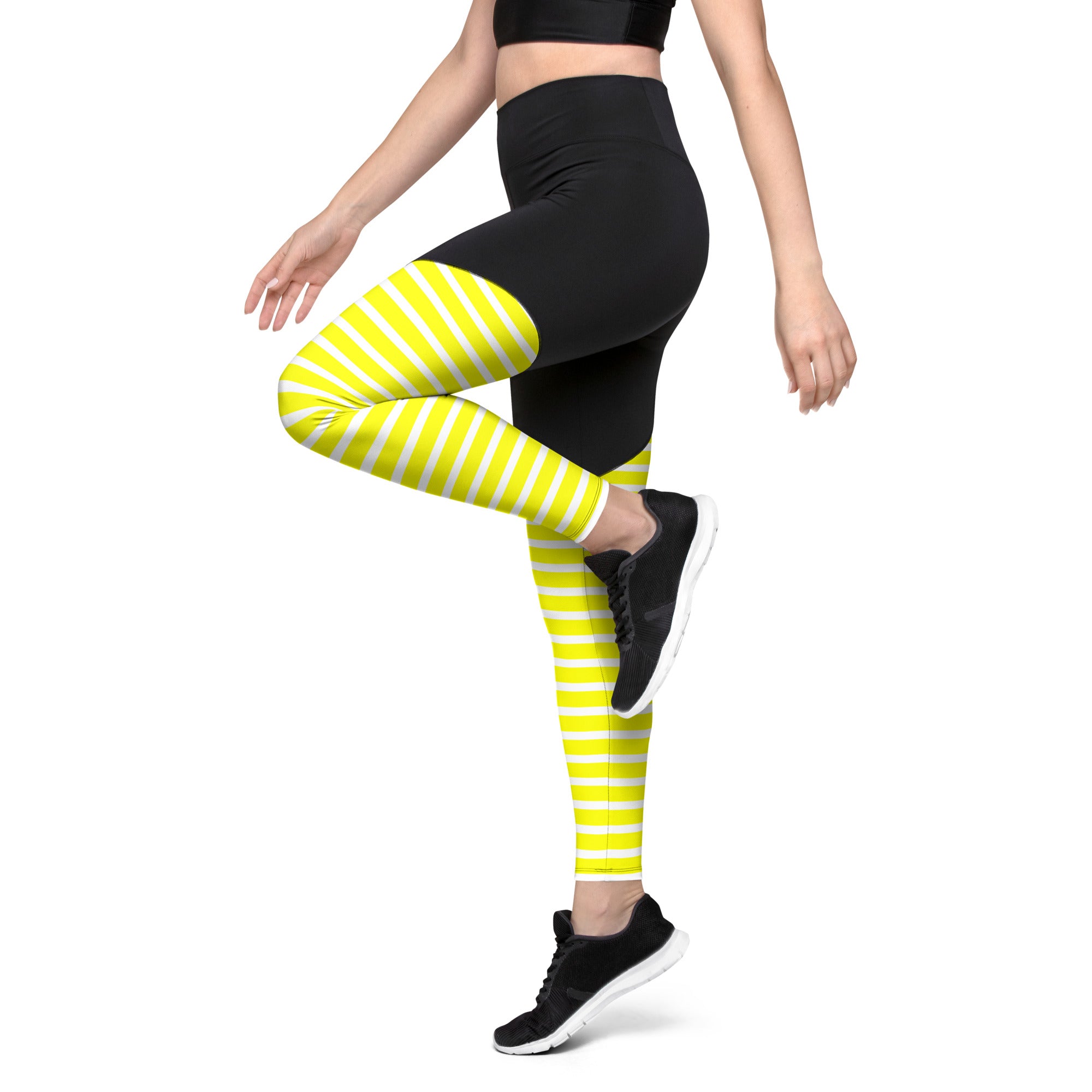 Sports Leggings Yellow Stripes