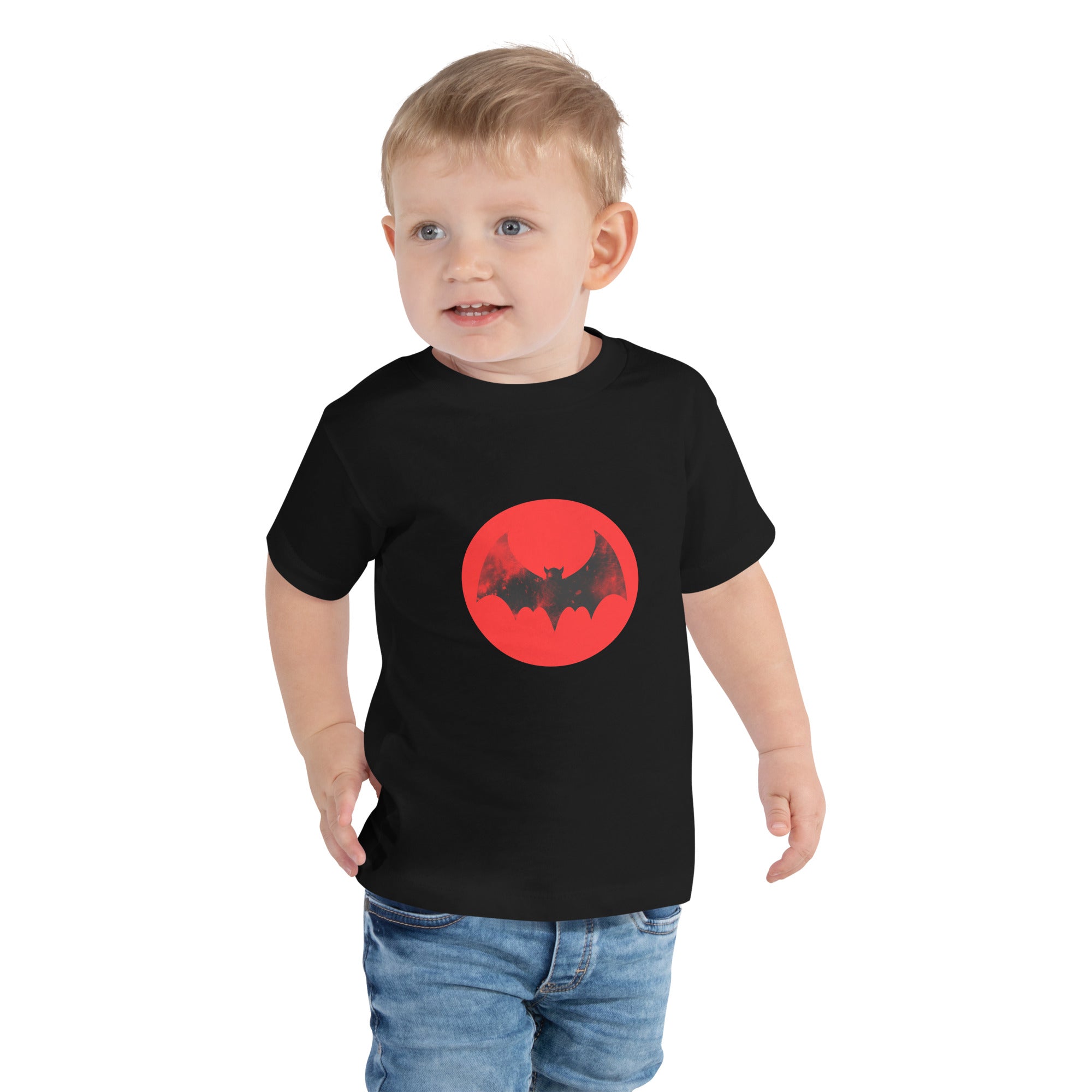 Toddler Short Sleeve Tee Spooky Bat Red