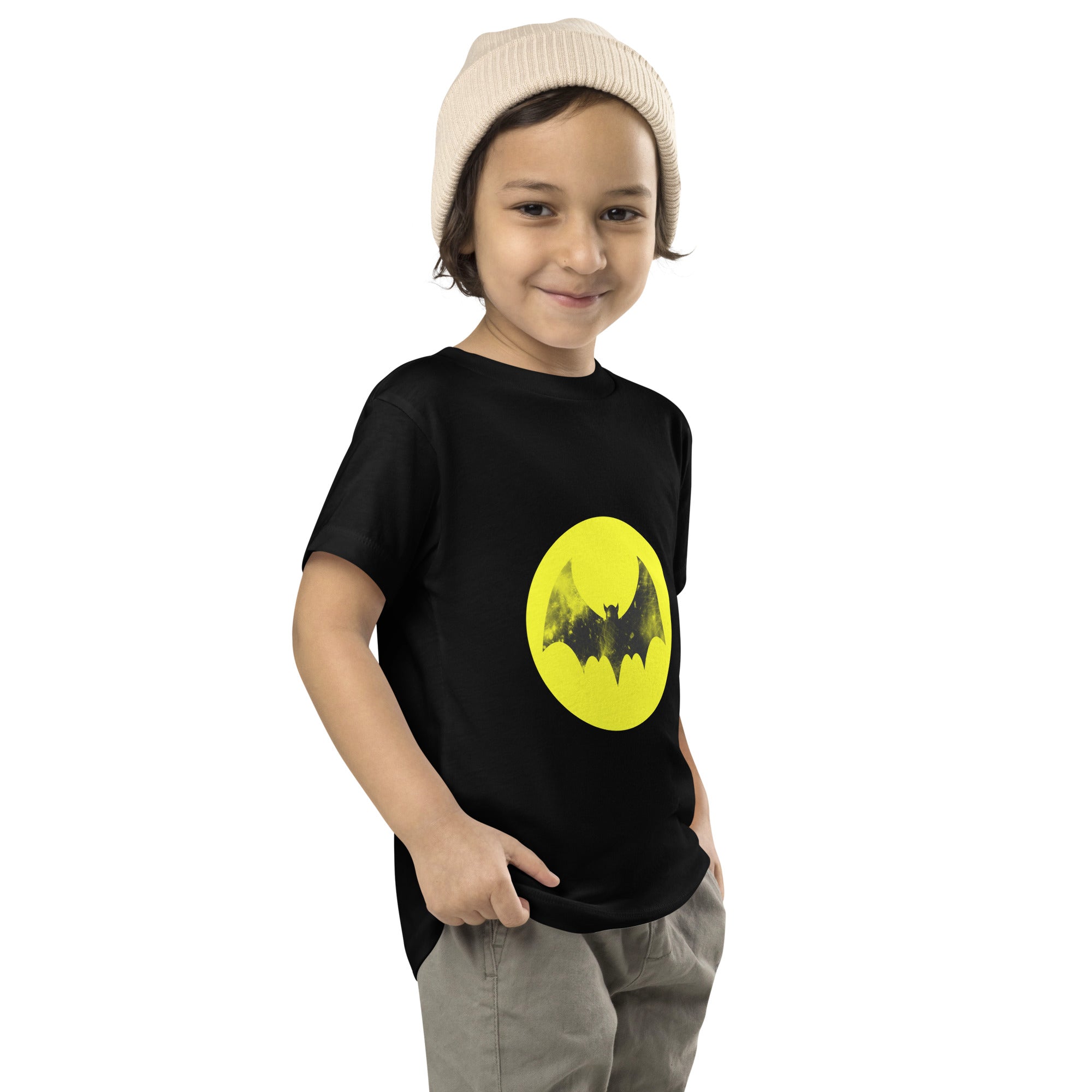Toddler Short Sleeve Tee Spooky Bat Yellow