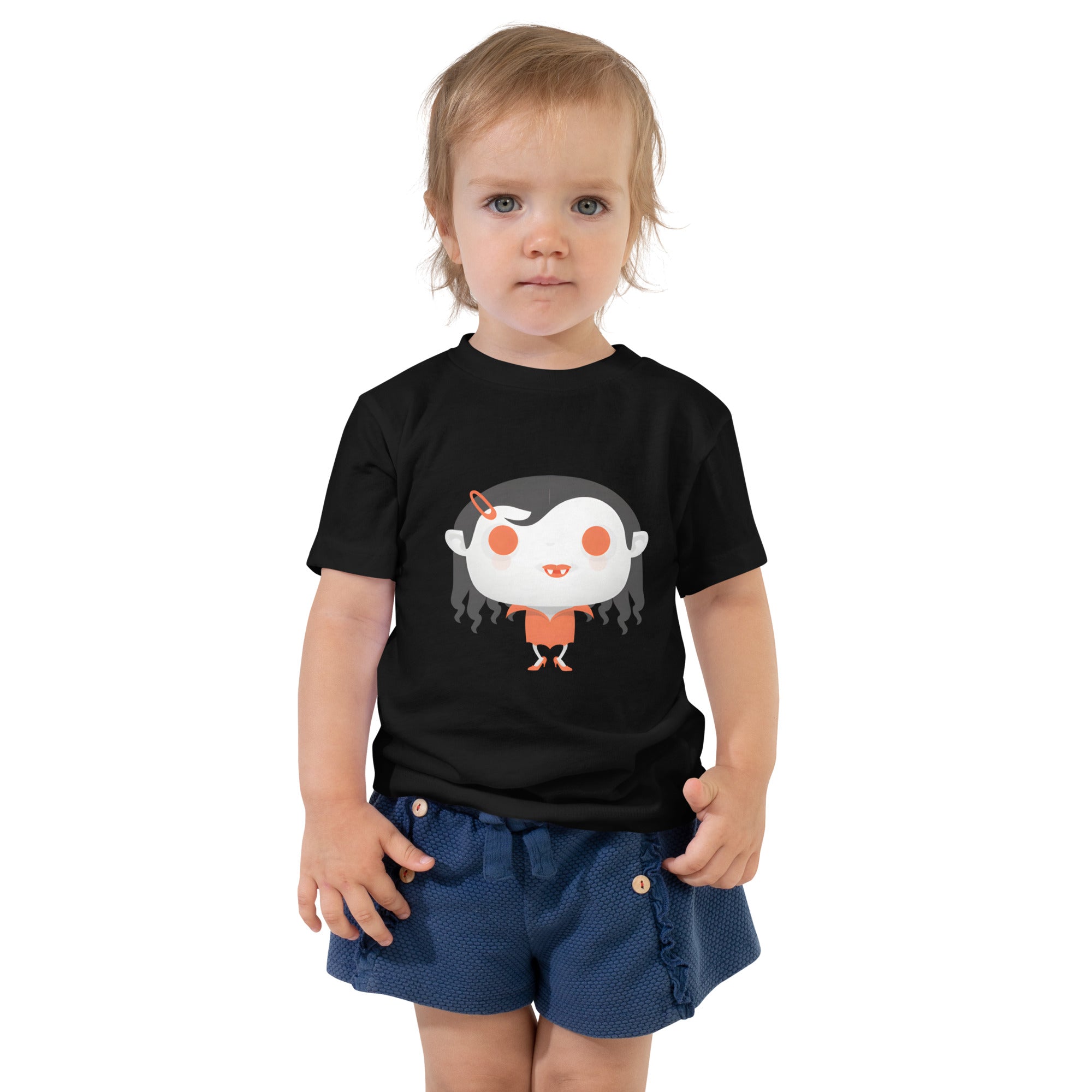 Toddler Short Sleeve Tee Spooky Halloween Monster Vampire Girl