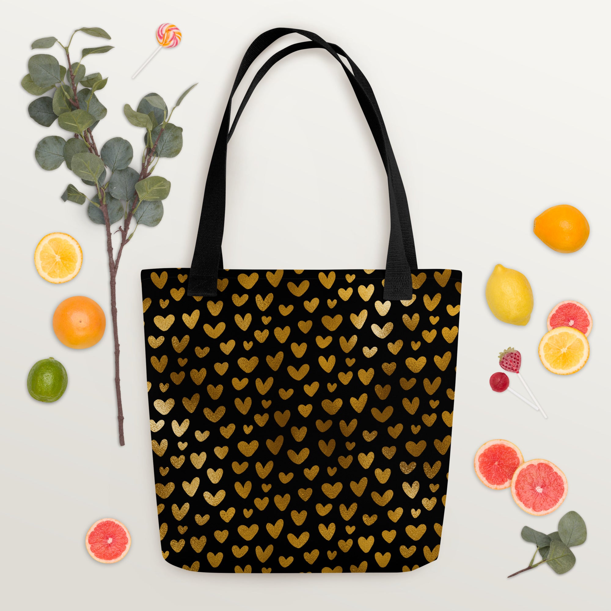 Tote bag Hearts Black