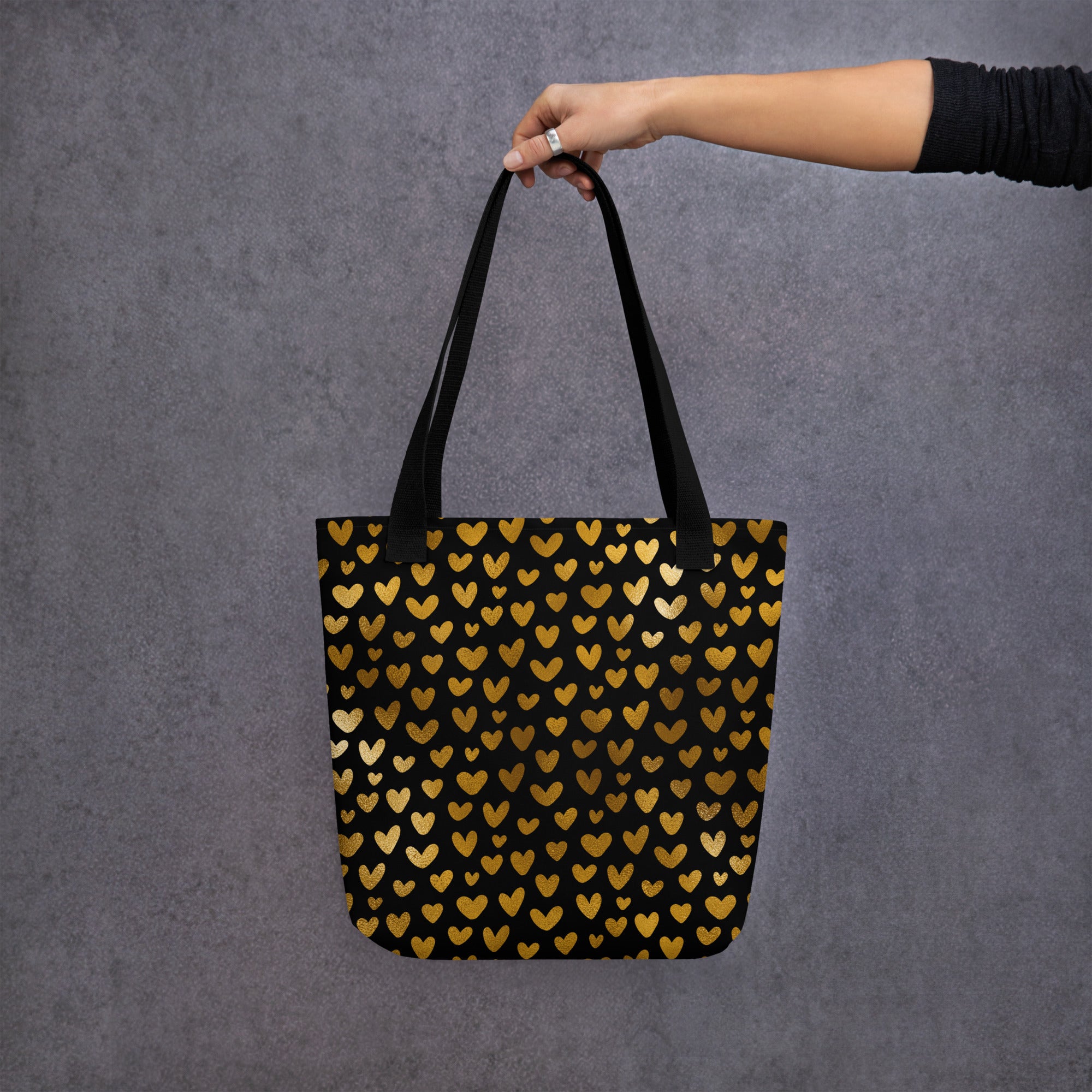 Tote bag Hearts Black