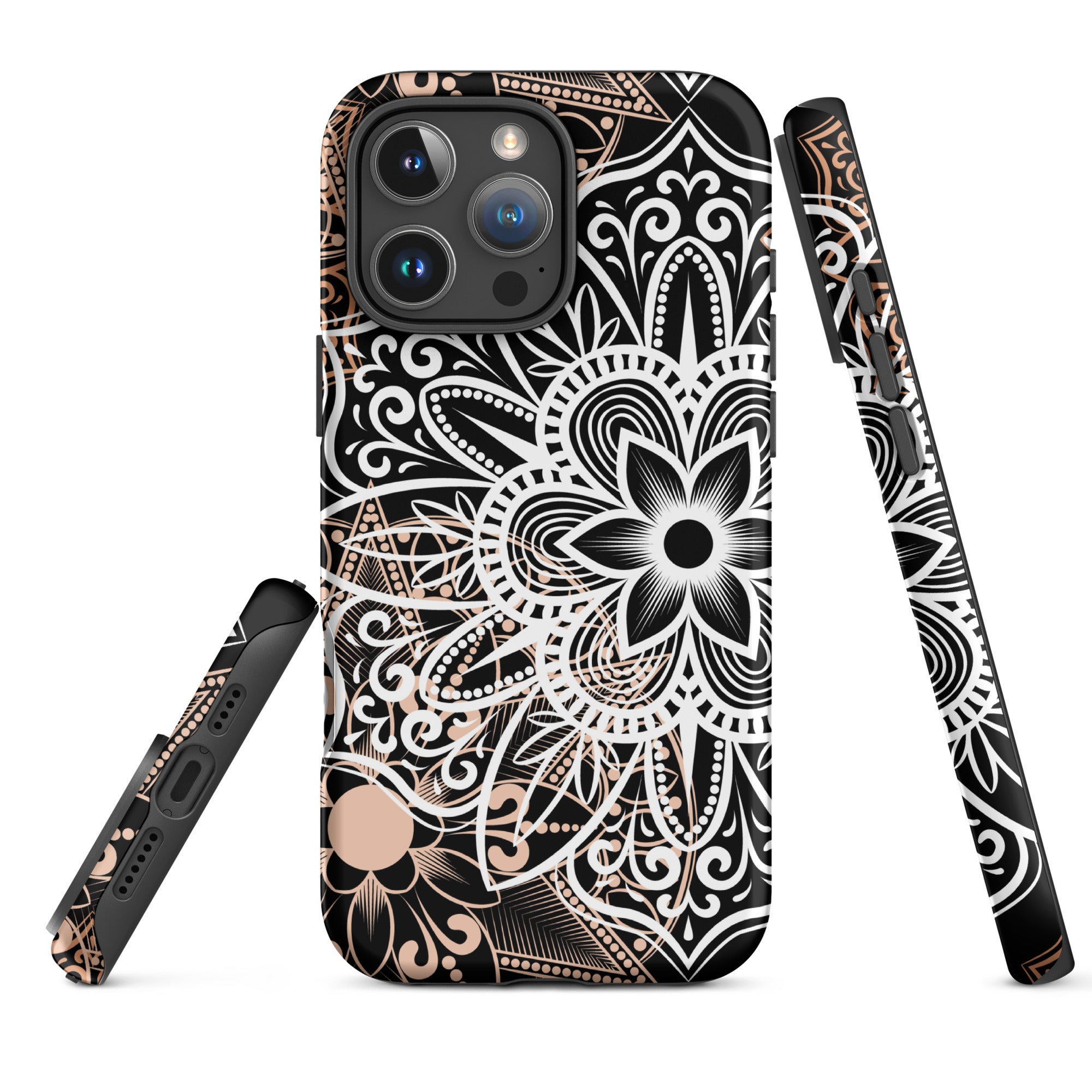 Tough Case for iPhone® Brown and Black Mandala