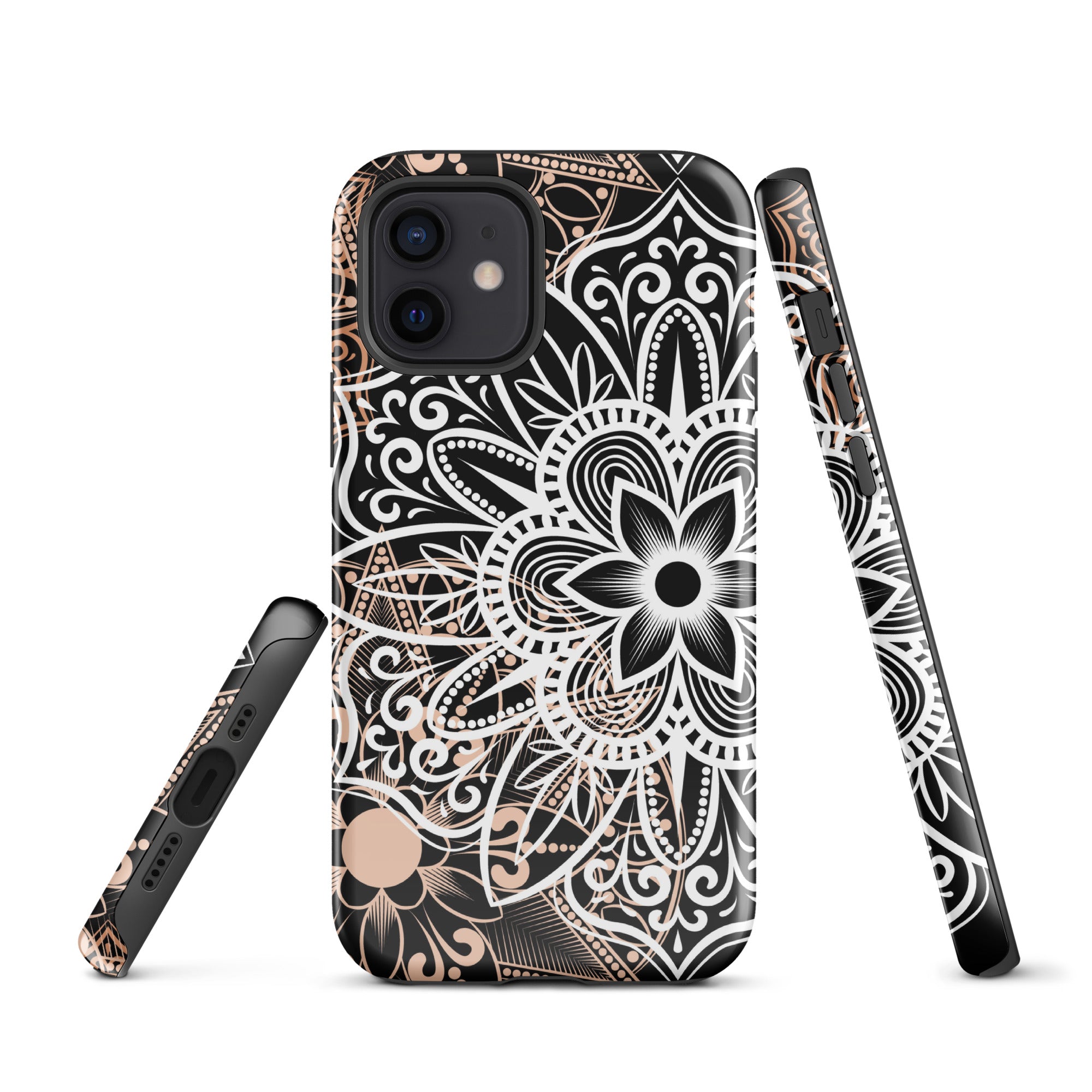 Tough Case for iPhone® Brown and Black Mandala