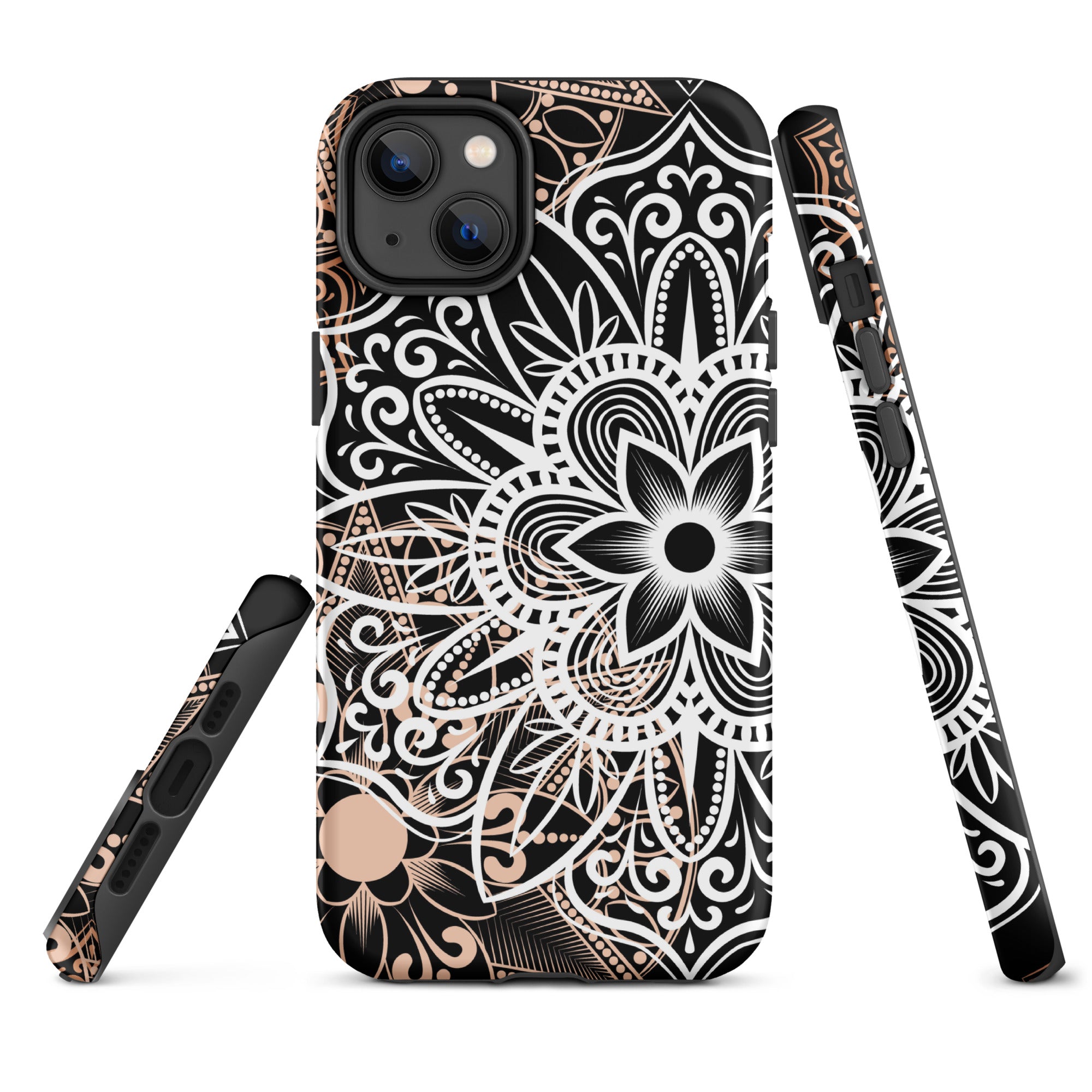 Tough Case for iPhone® Brown and Black Mandala