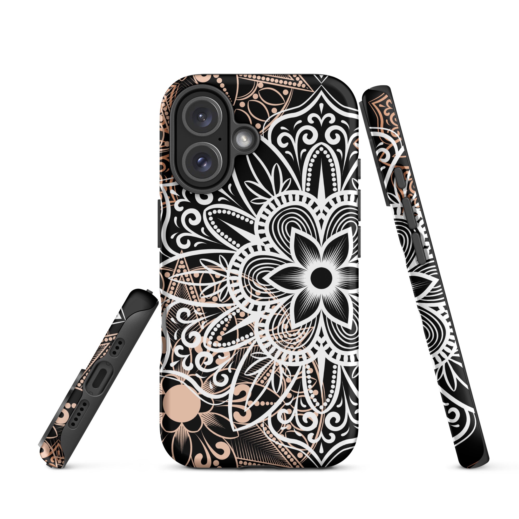 Tough Case for iPhone® Brown and Black Mandala