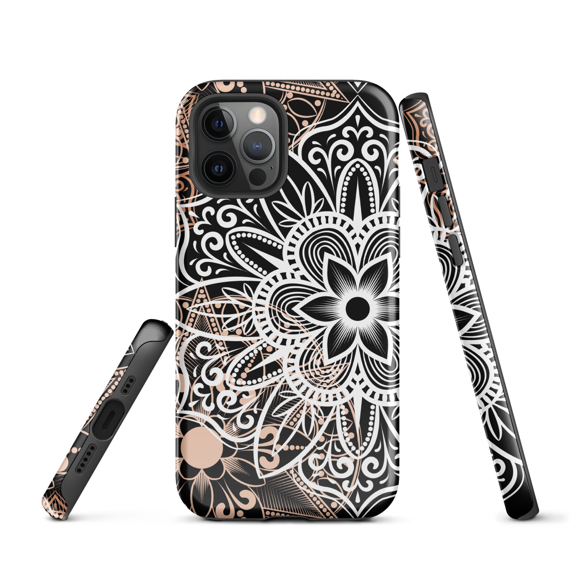 Tough Case for iPhone® Brown and Black Mandala