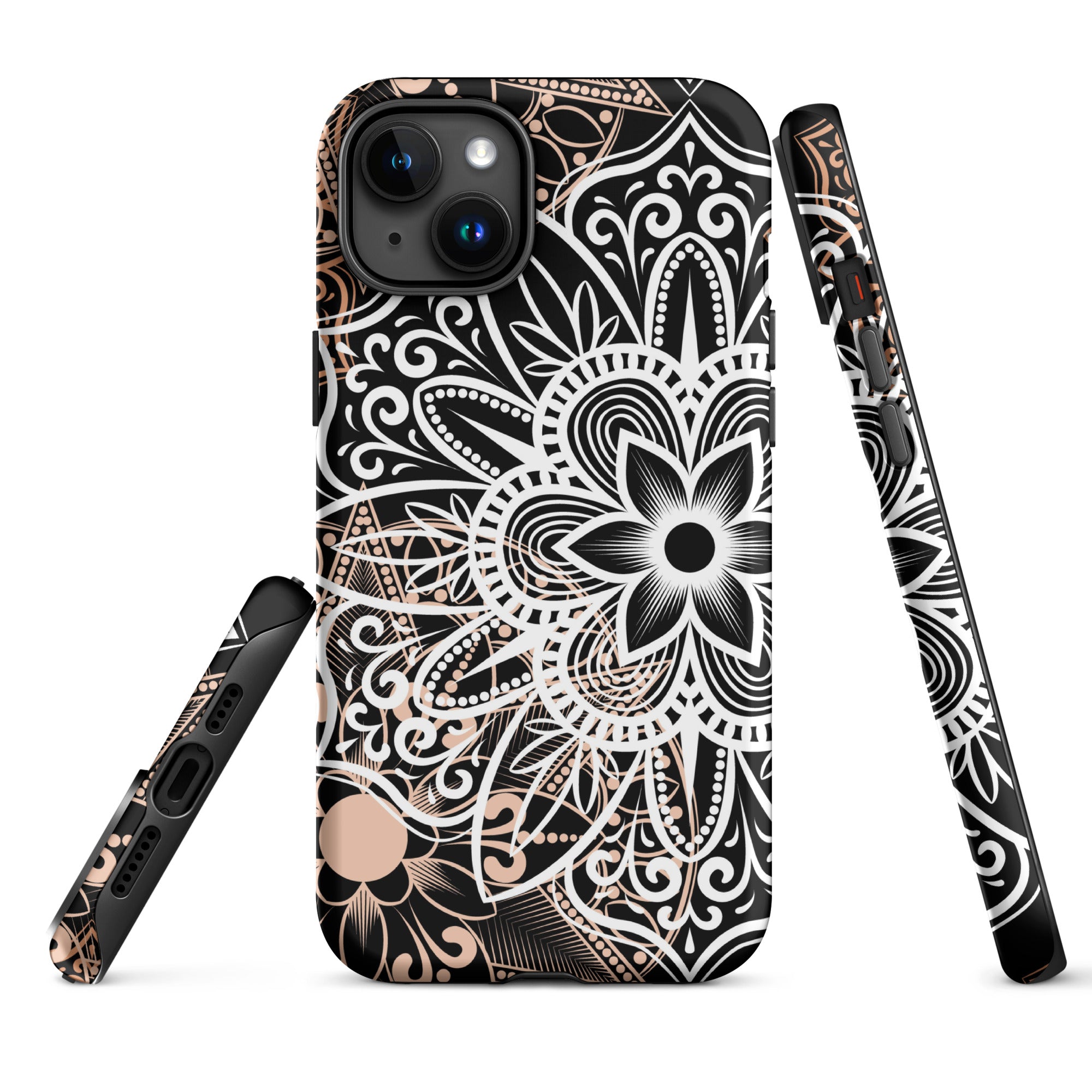 Tough Case for iPhone® Brown and Black Mandala