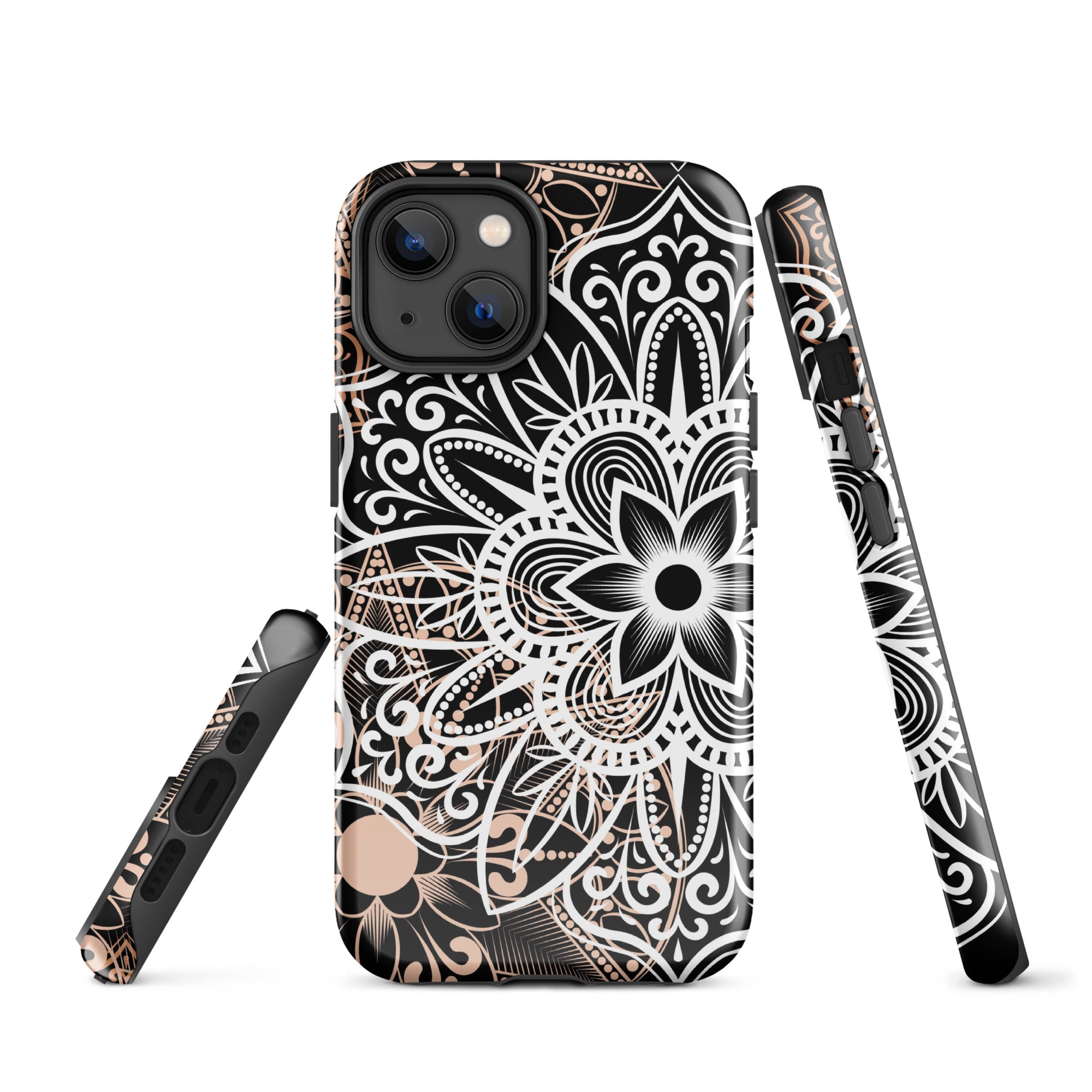 Tough Case for iPhone® Brown and Black Mandala