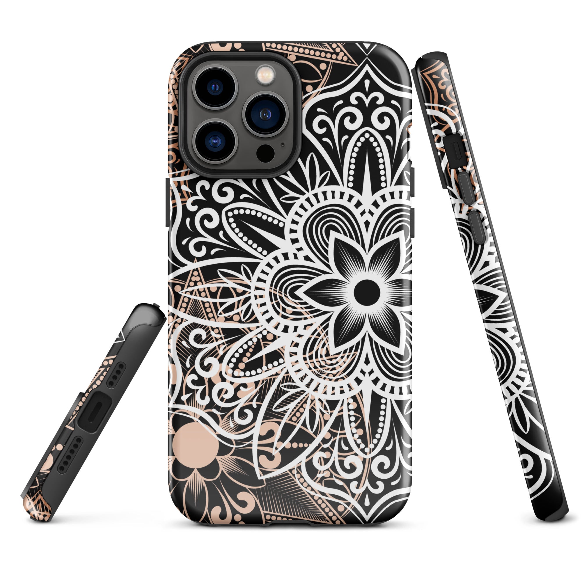 Tough Case for iPhone® Brown and Black Mandala