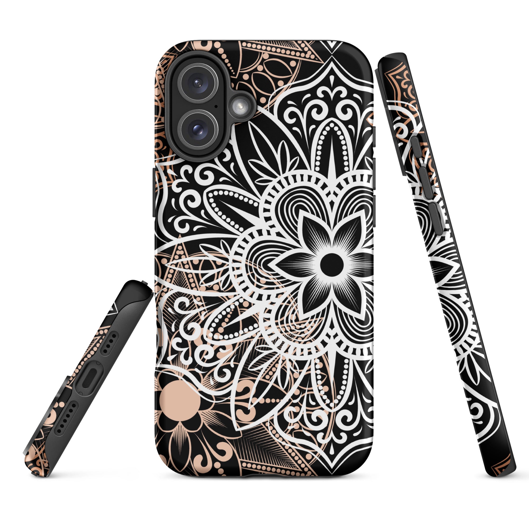 Tough Case for iPhone® Brown and Black Mandala
