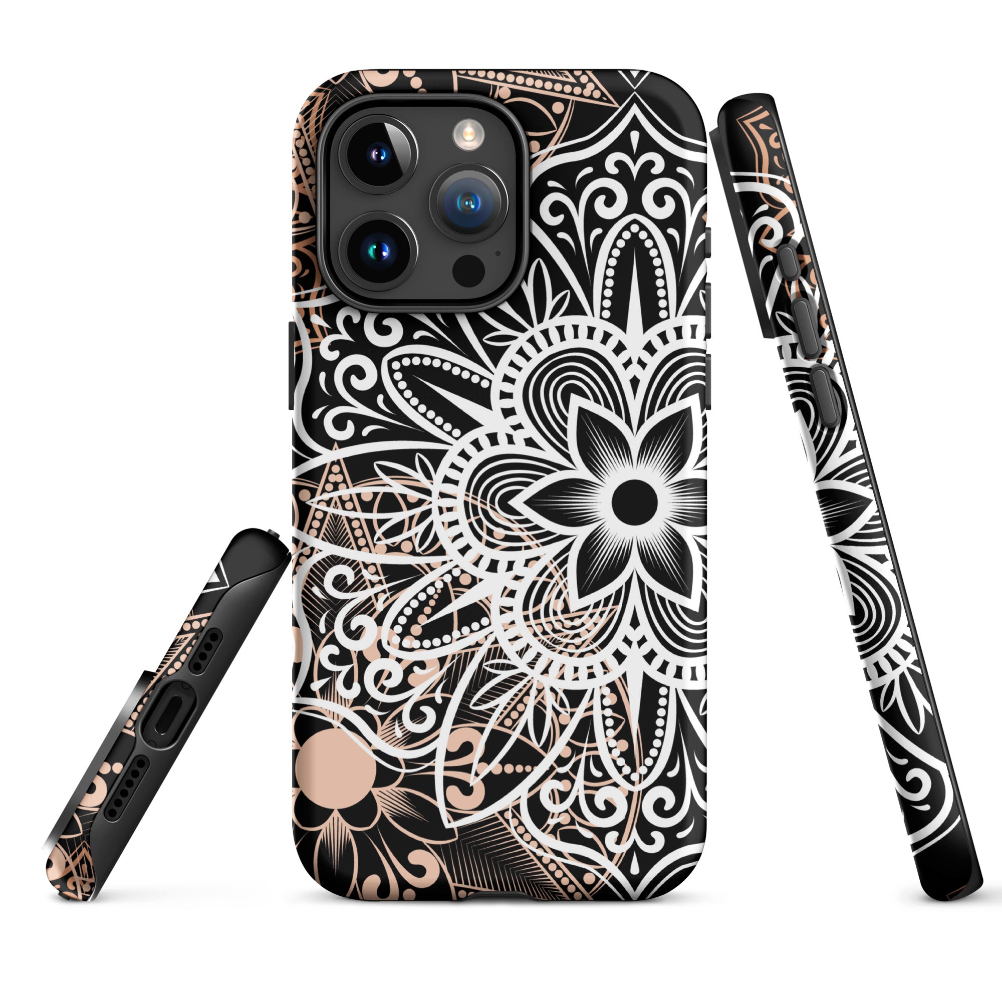 Tough Case for iPhone® Brown and Black Mandala