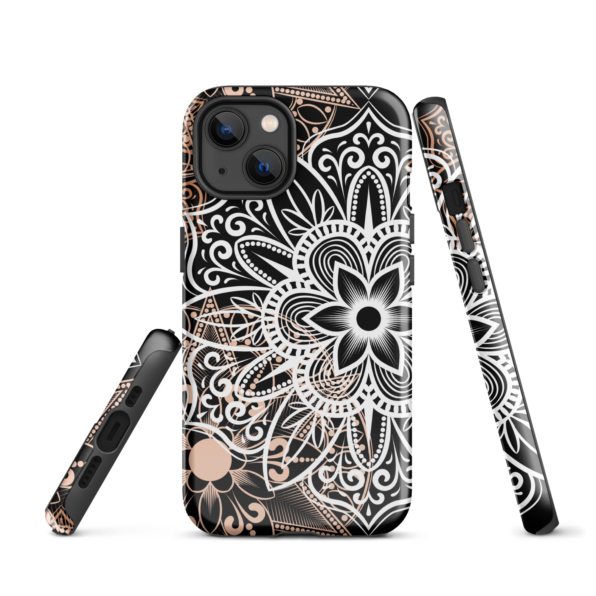 Tough Case for iPhone® Brown and Black Mandala