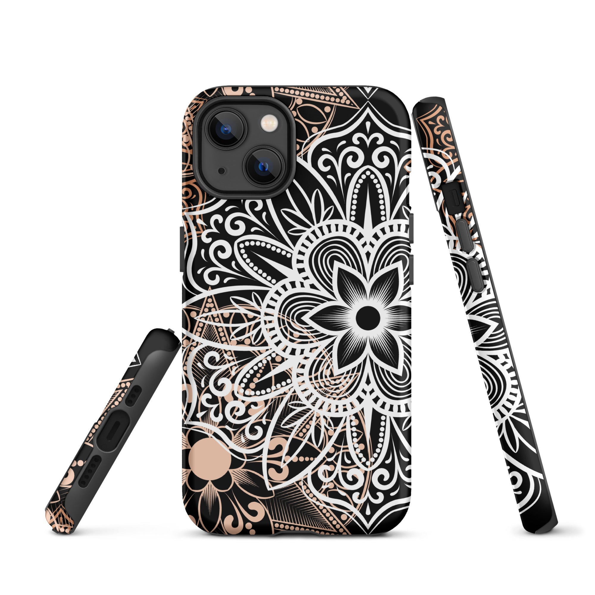 Tough Case for iPhone® Brown and Black Mandala