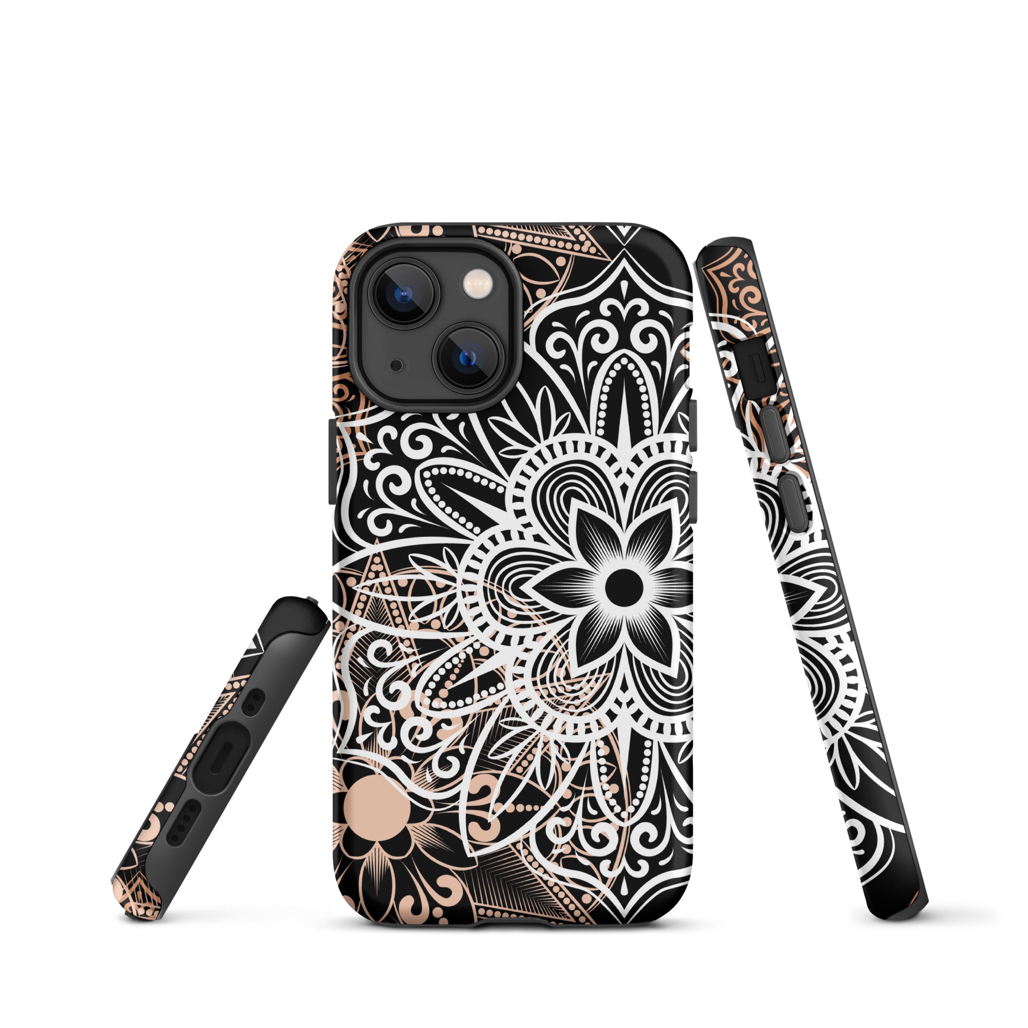 Tough Case for iPhone® Brown and Black Mandala