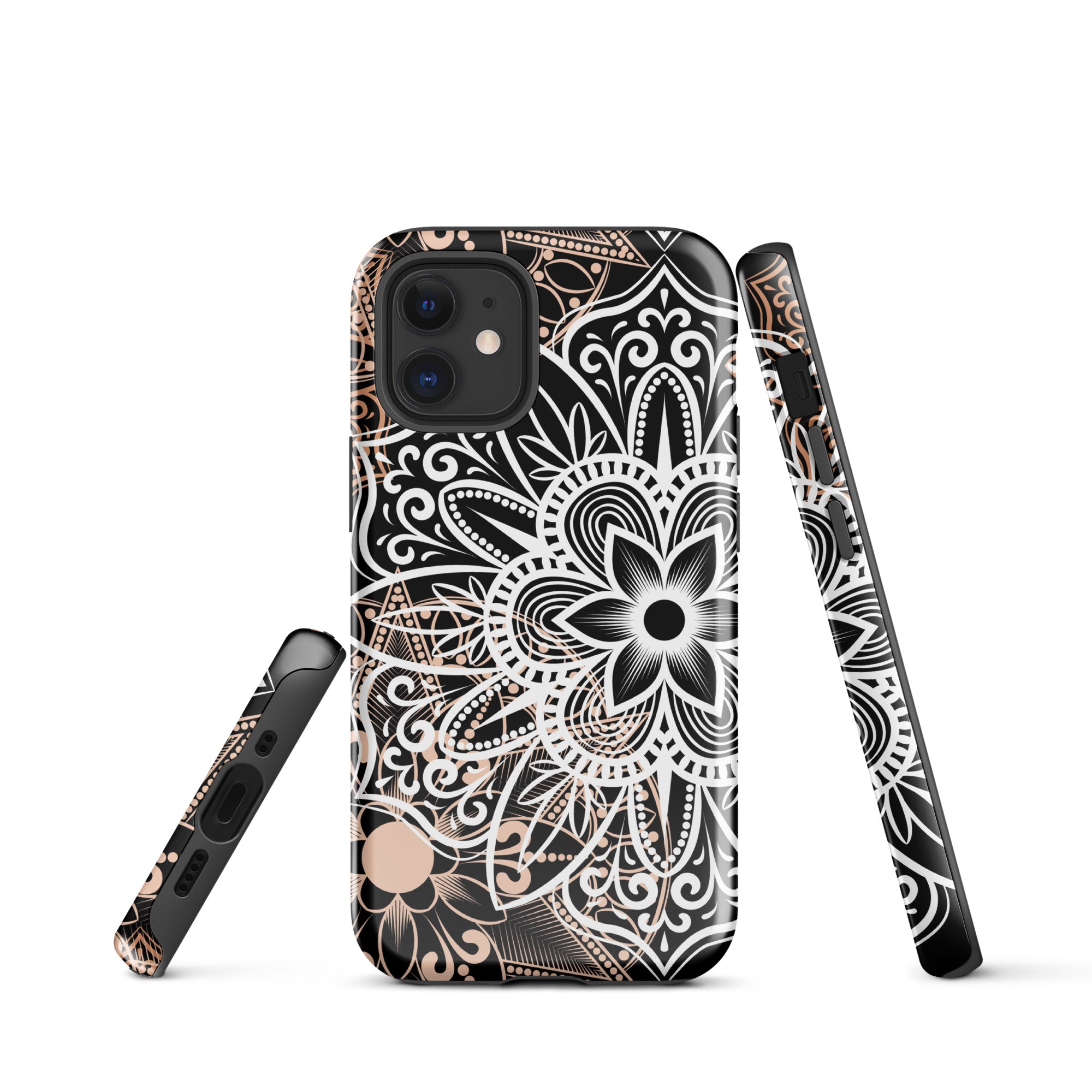 Tough Case for iPhone® Brown and Black Mandala