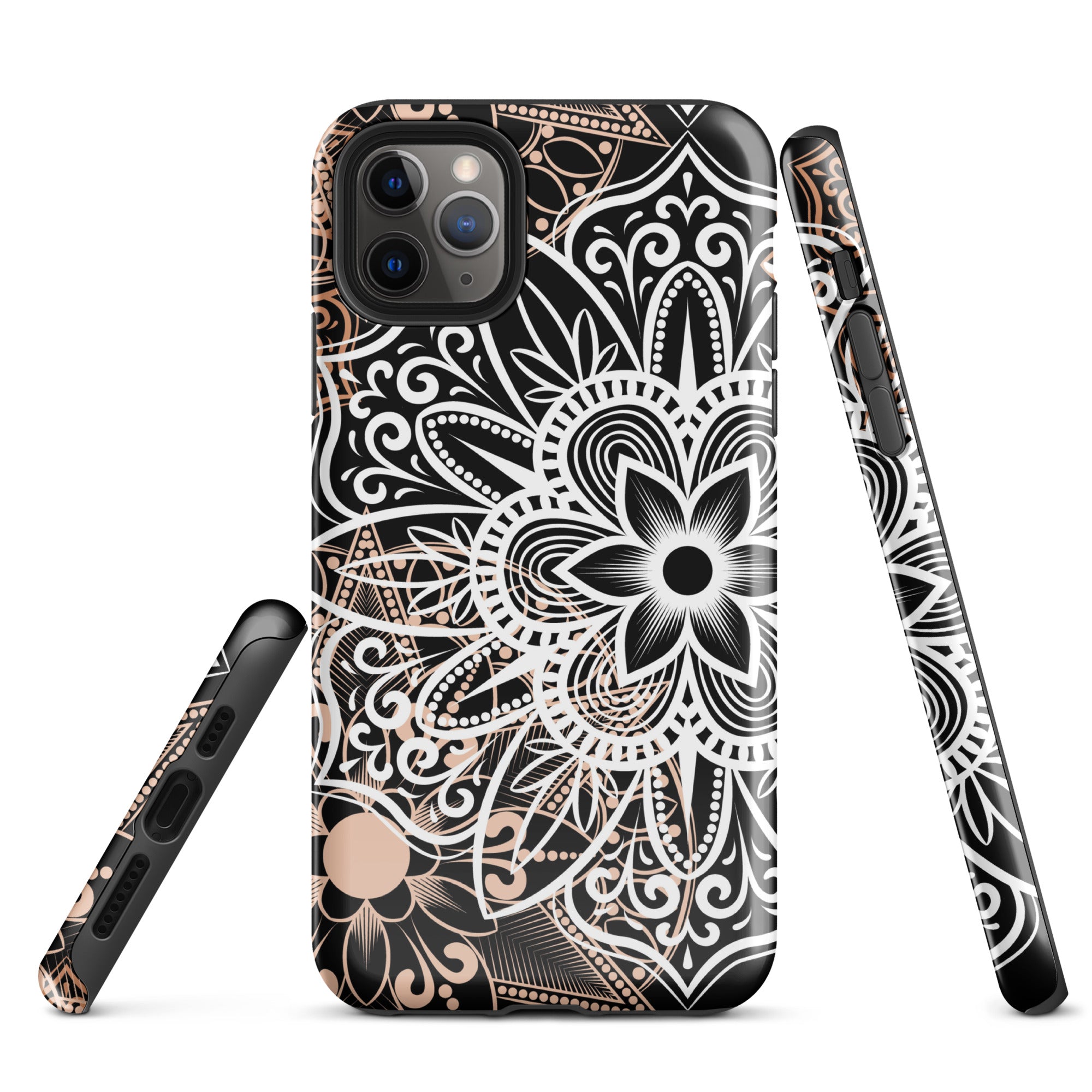 Tough Case for iPhone® Brown and Black Mandala
