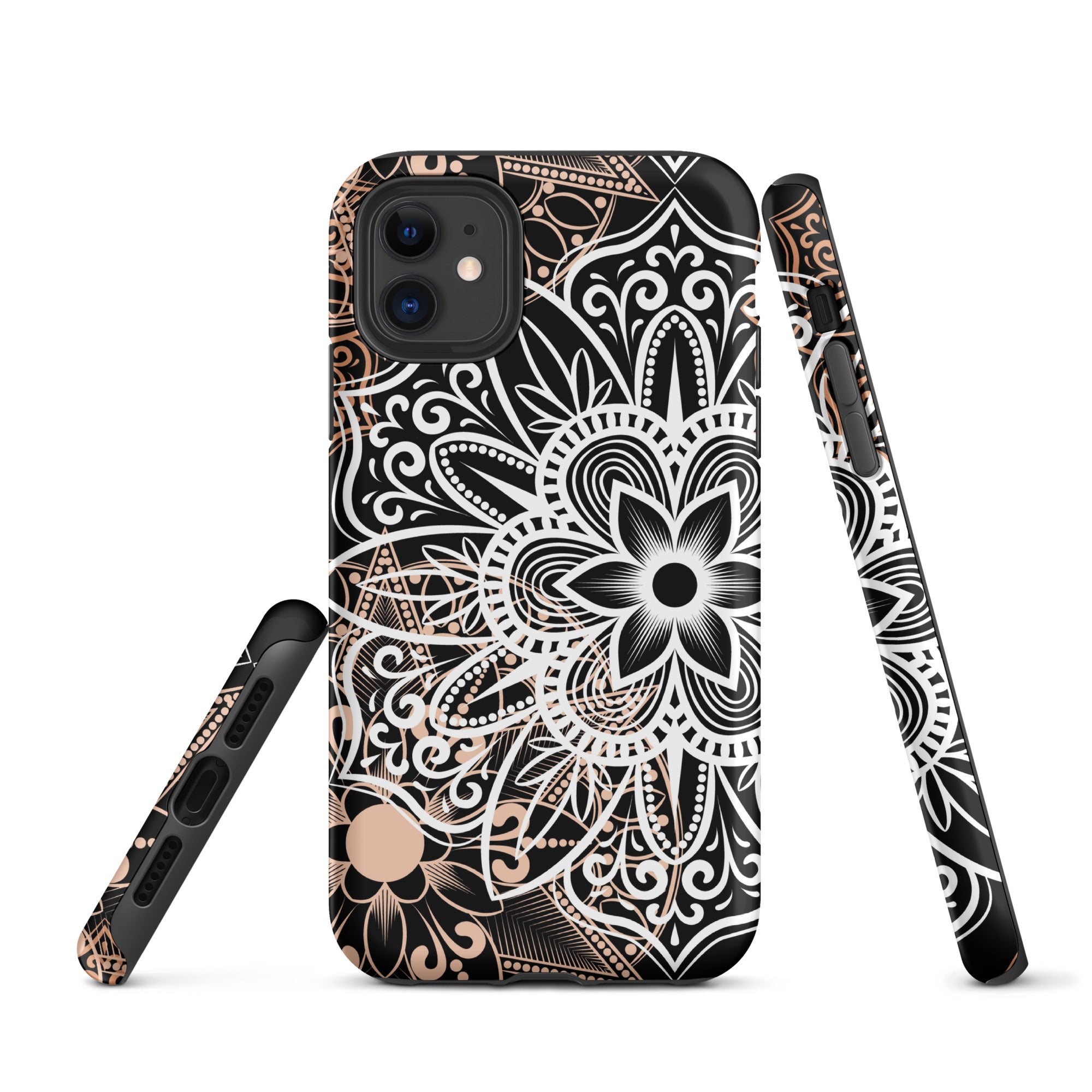 Tough Case for iPhone® Brown and Black Mandala