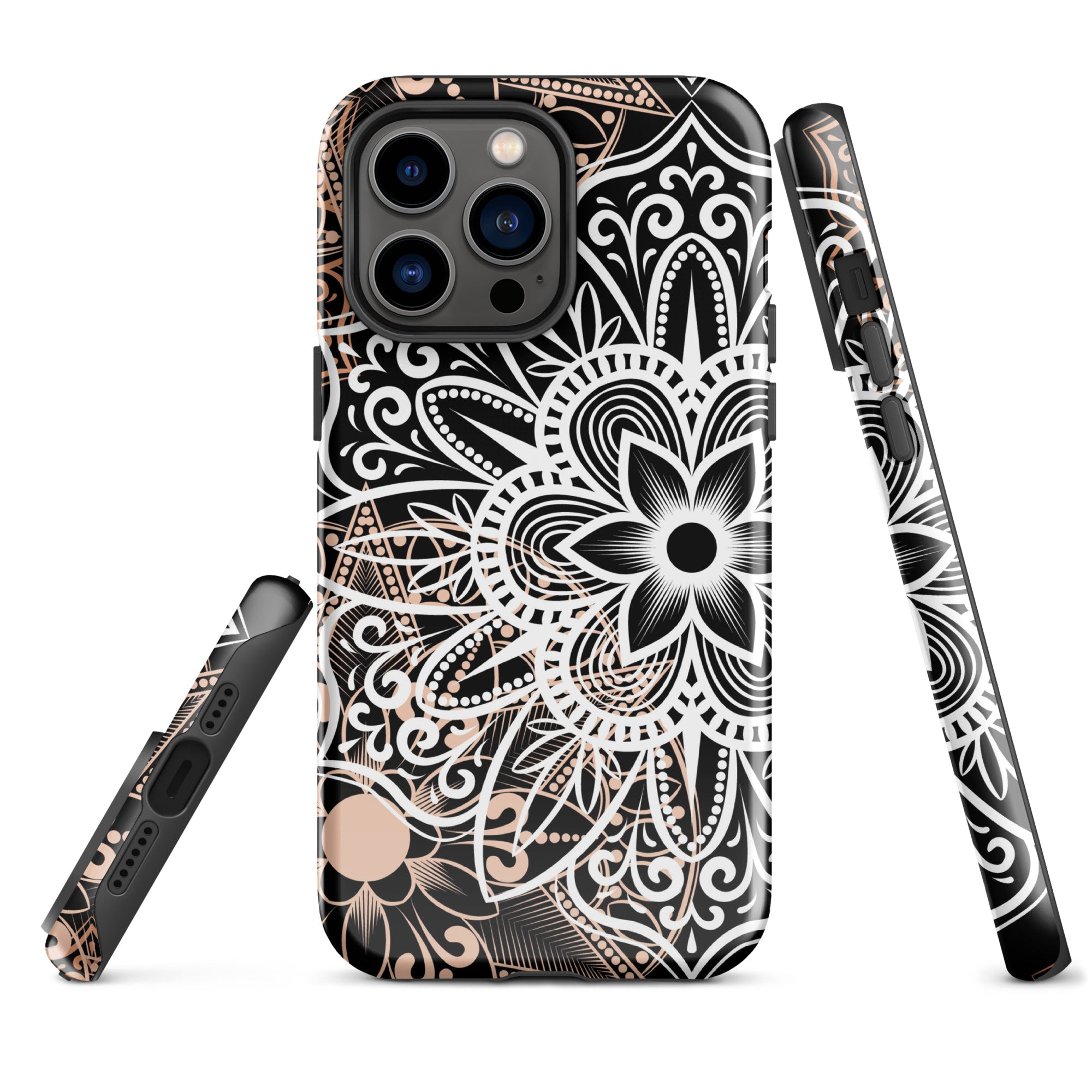 Tough Case for iPhone® Brown and Black Mandala