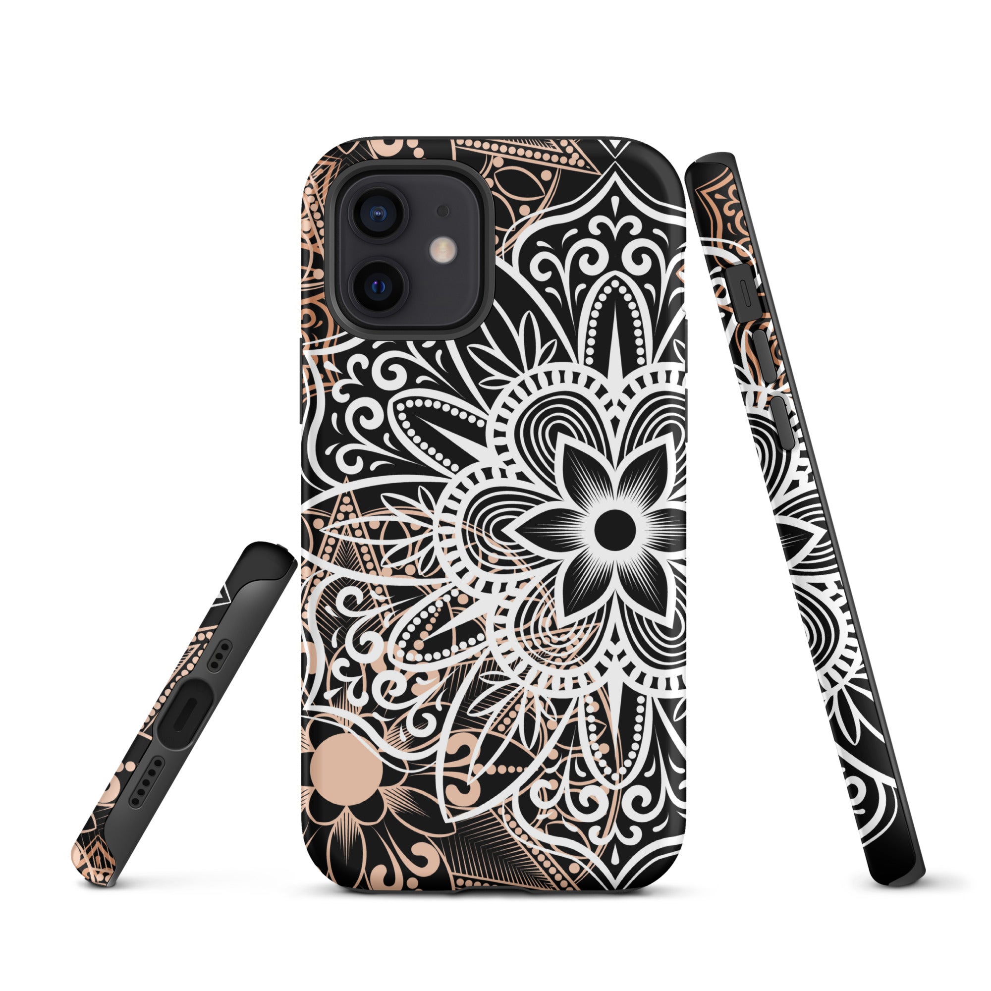 Tough Case for iPhone® Brown and Black Mandala
