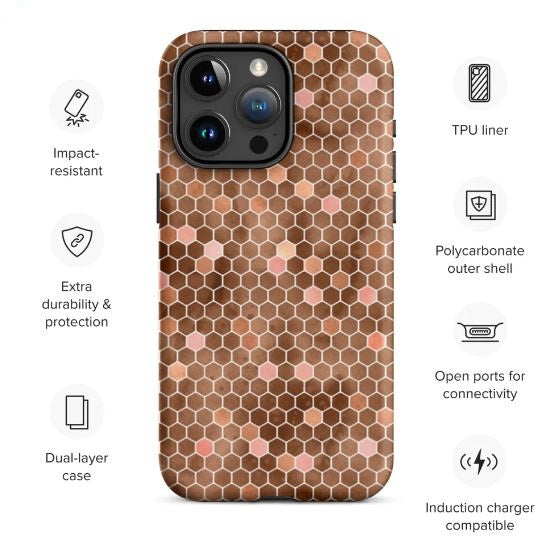 Tough Case for iPhone® Honeycomb Brown