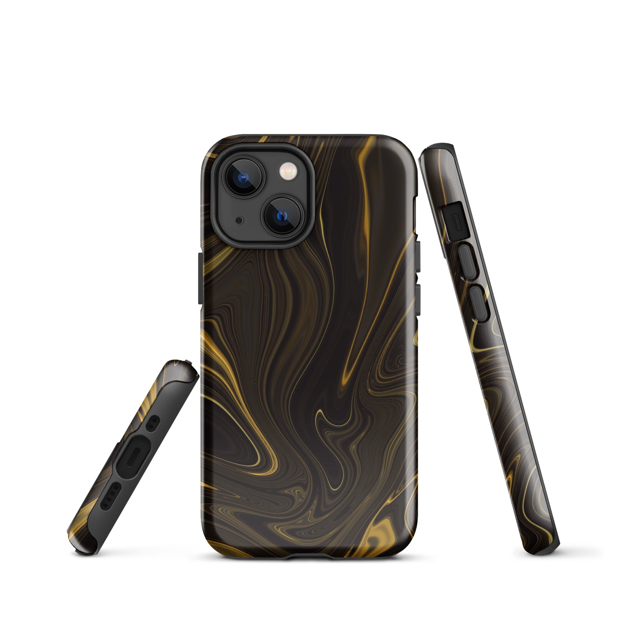 Tough Case for iPhone® Liquid Gold Marble Black