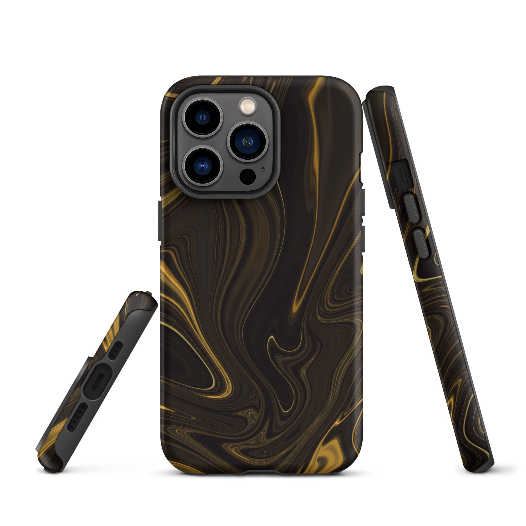 Tough Case for iPhone® Liquid Gold Marble Black