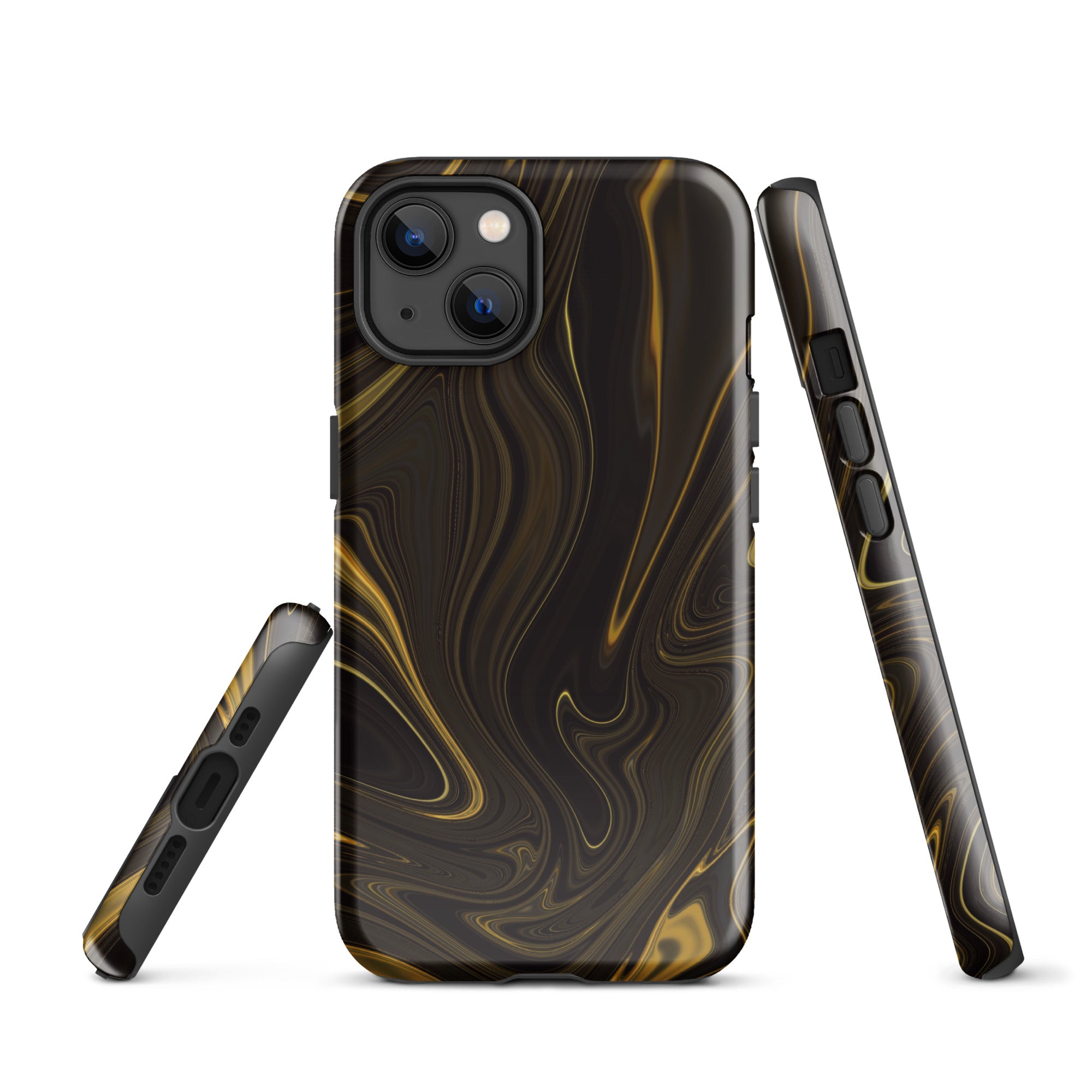 Tough Case for iPhone® Liquid Gold Marble Black