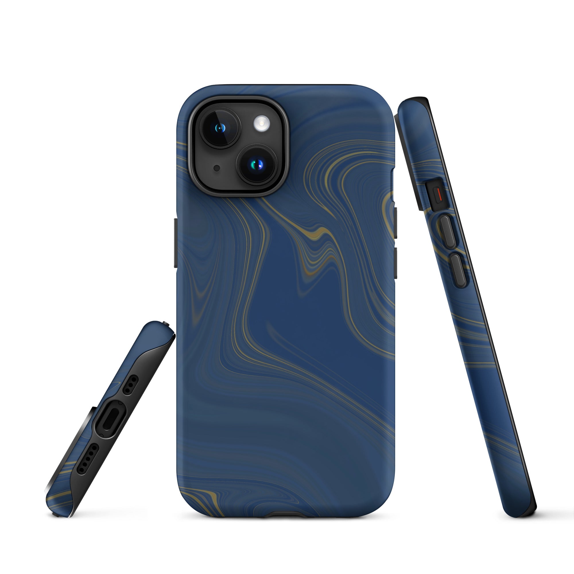 Tough Case for iPhone® Liquid Gold Marble Blue