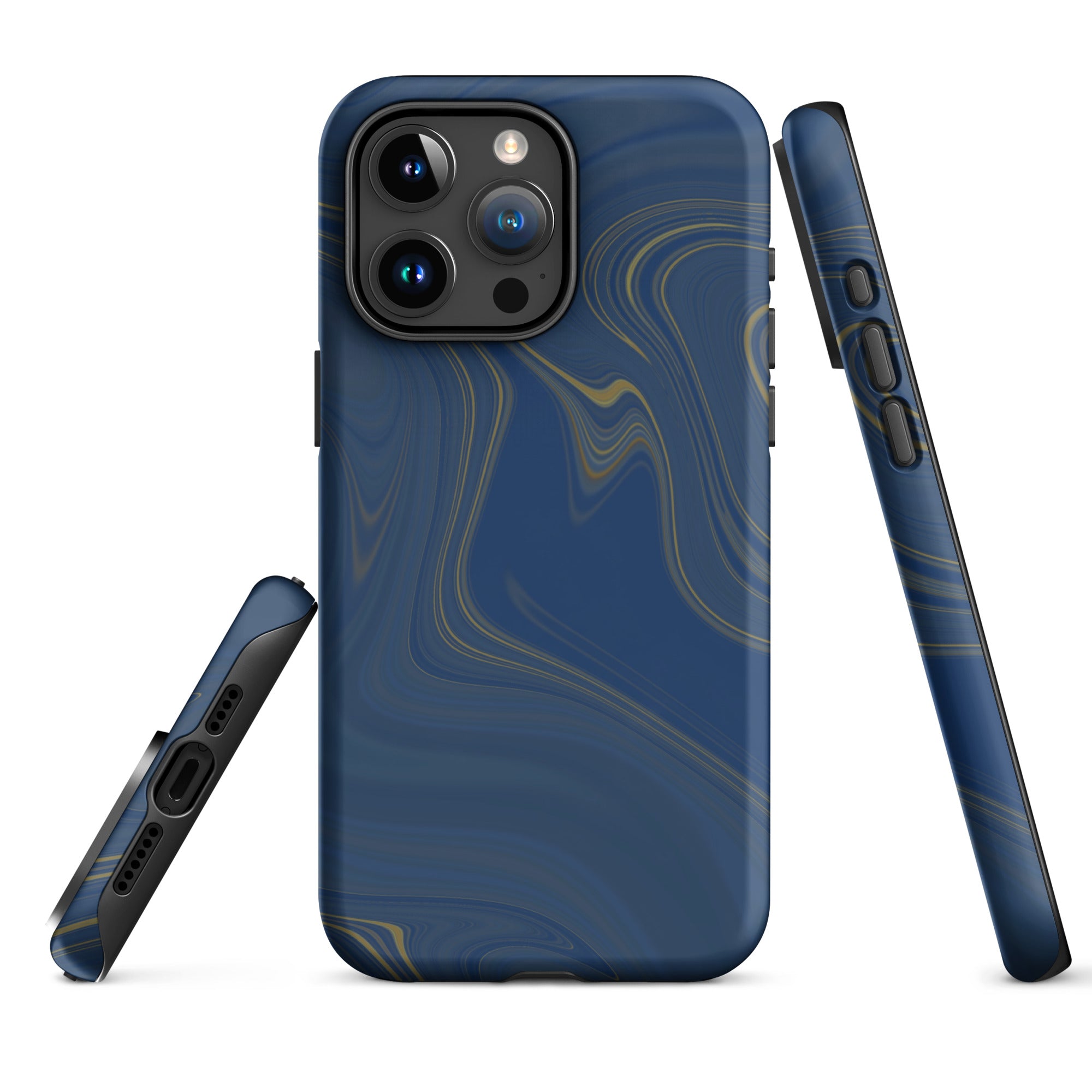 Tough Case for iPhone® Liquid Gold Marble Blue